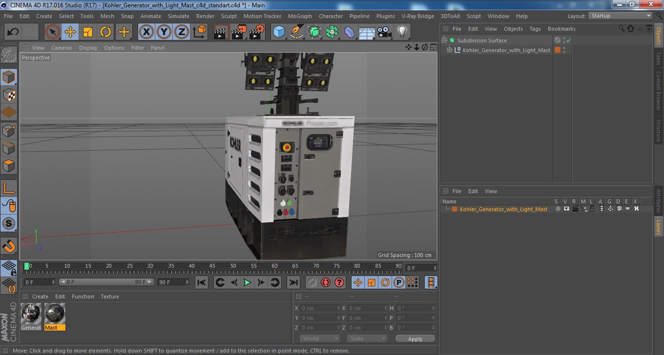 Kohler Generator with Light Mast 3D