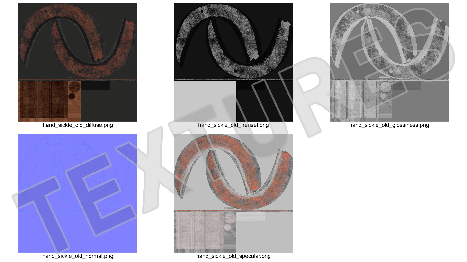 Hand Sickle Rusty 3D