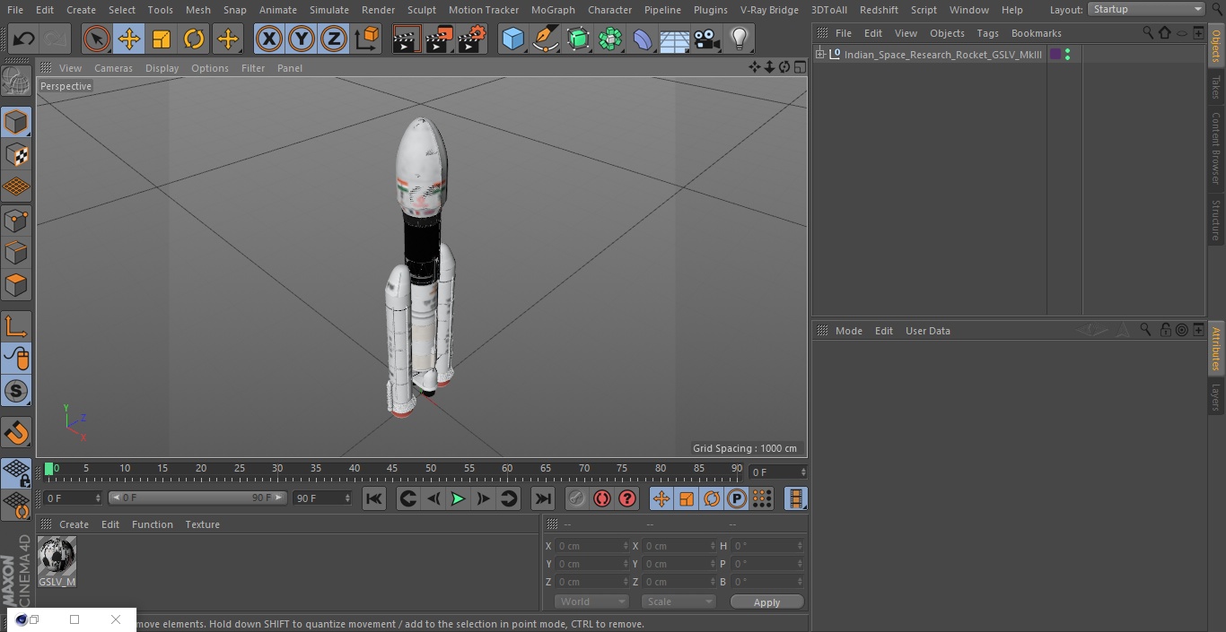 Indian Space Research Rocket GSLV MkIII 3D model