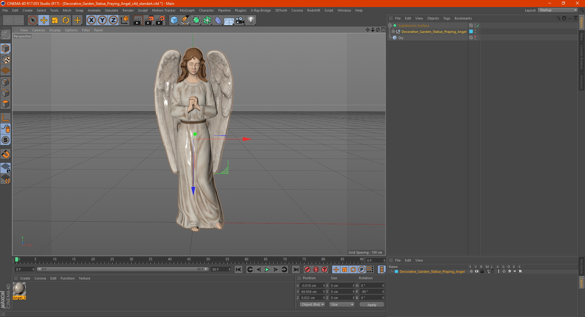 3D Decorative Garden Statue Praying Angel model