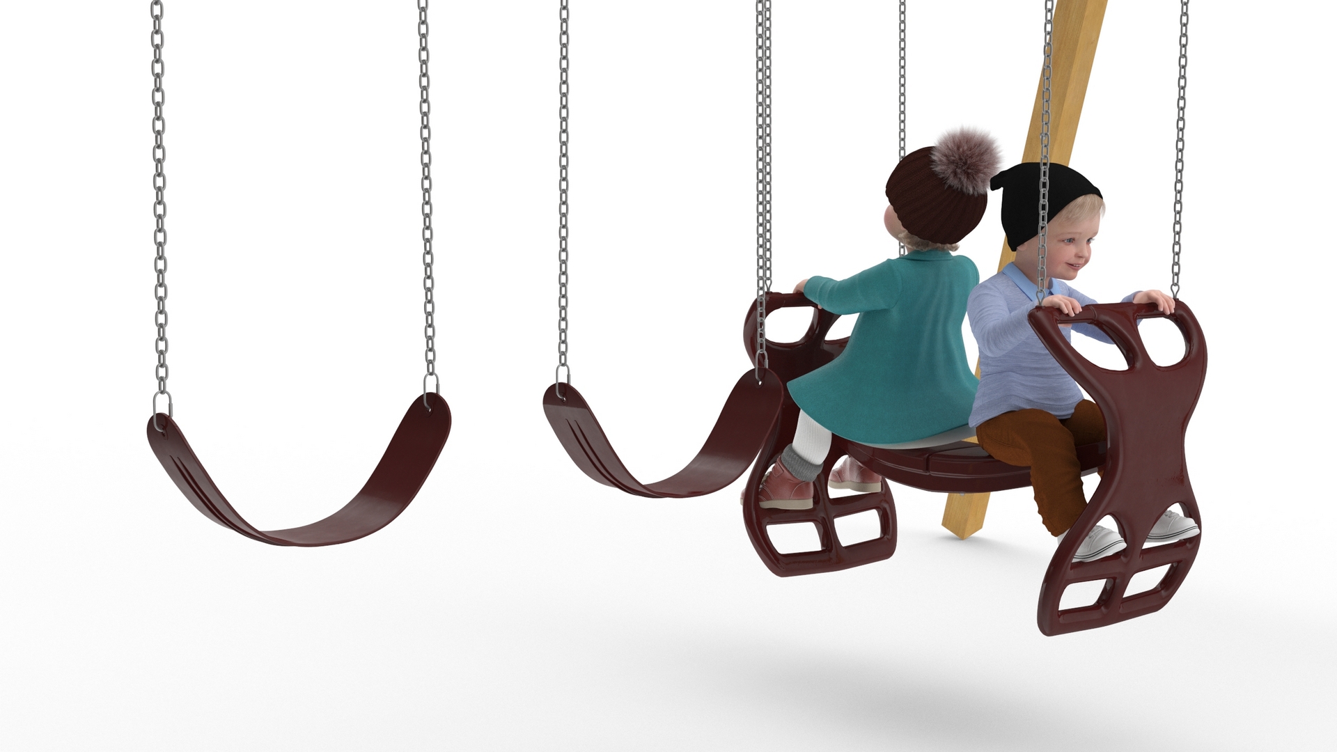 Toddler Children on Swing Fur 3D model