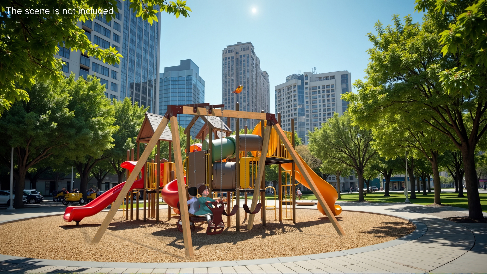 Toddler Children on Swing Fur 3D model