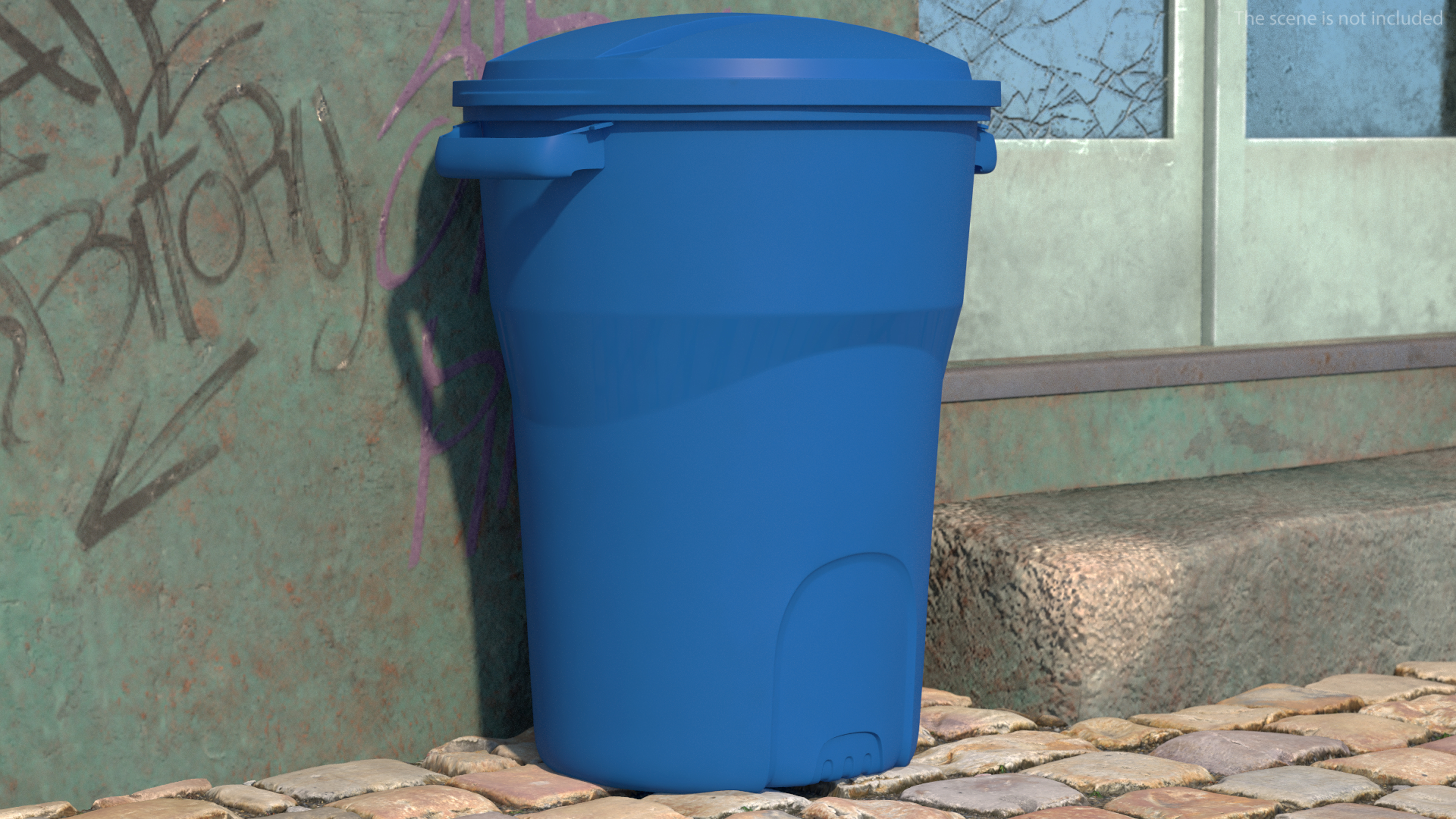 3D model Round Blue Trash Can