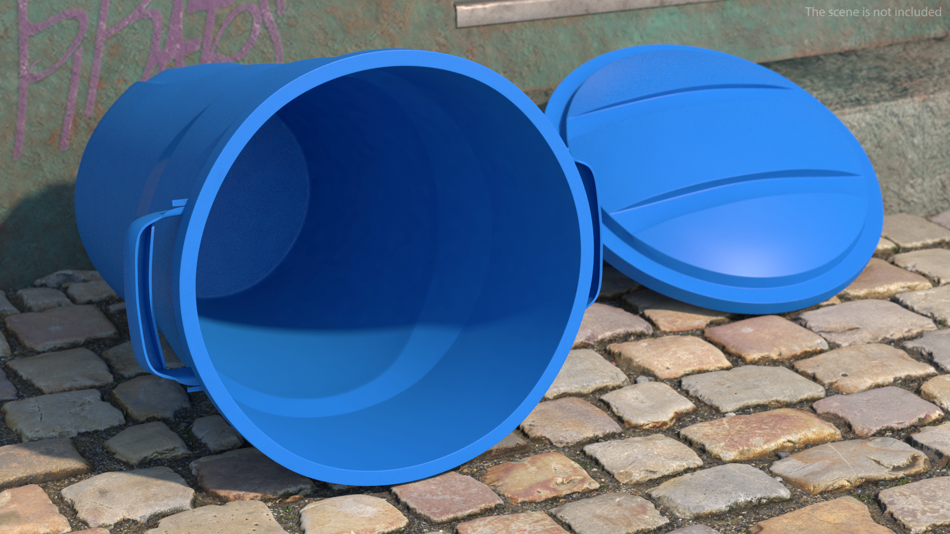 3D model Round Blue Trash Can