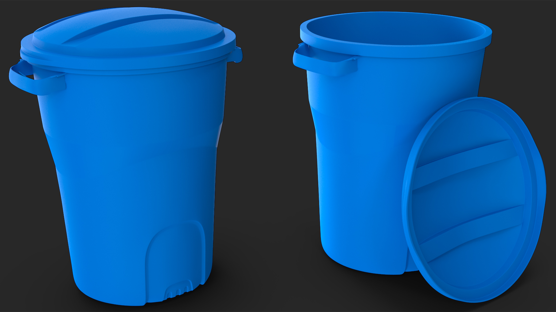 3D model Round Blue Trash Can