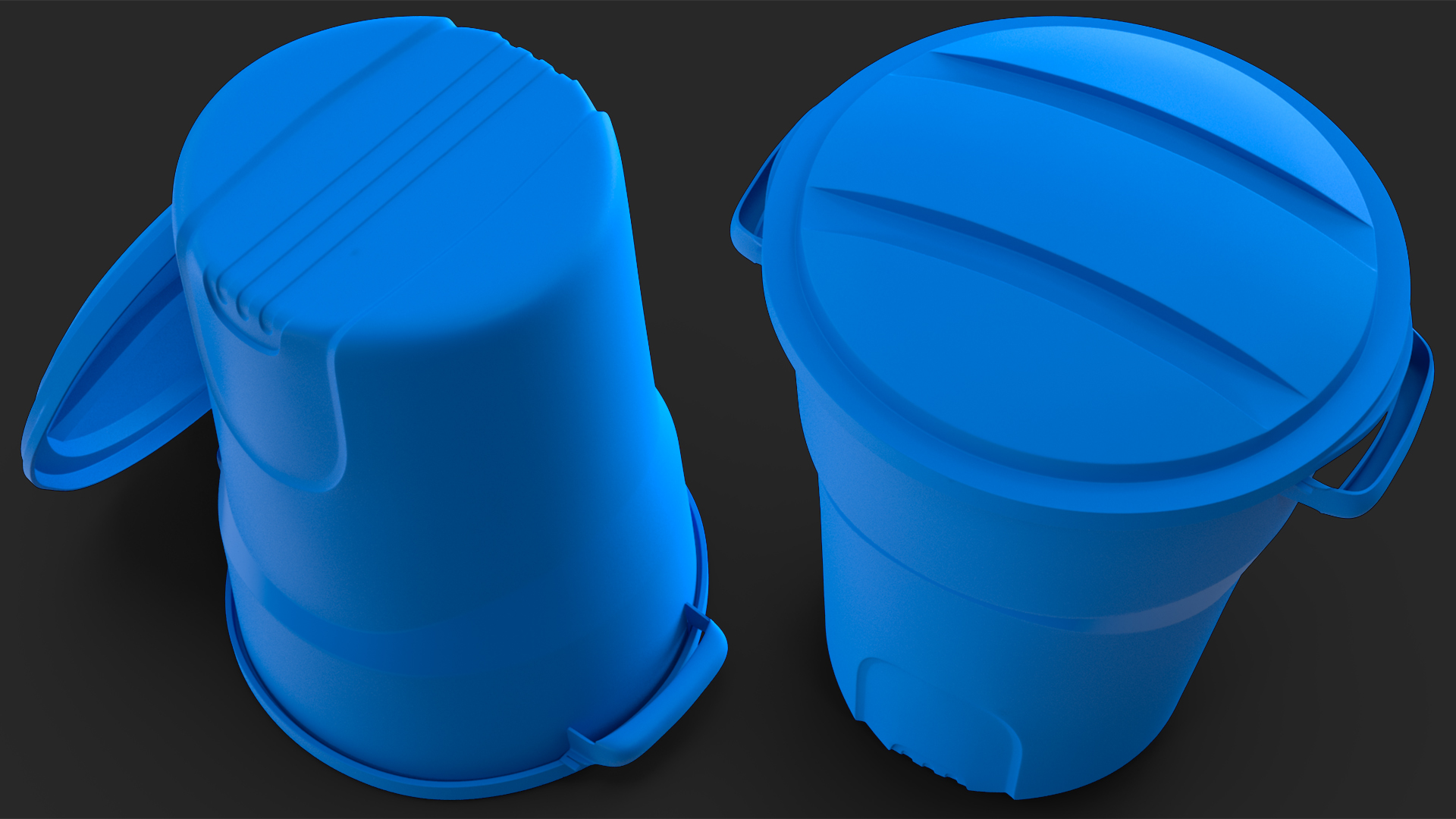 3D model Round Blue Trash Can