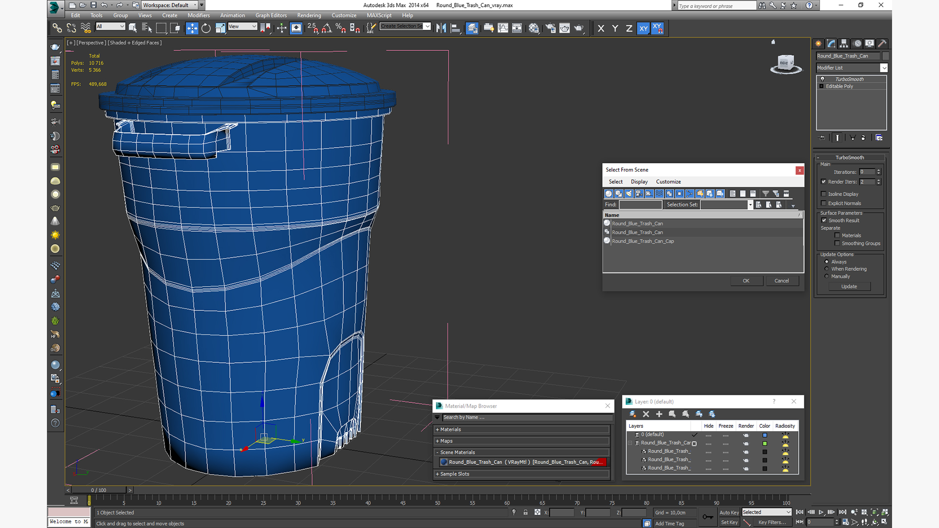 3D model Round Blue Trash Can