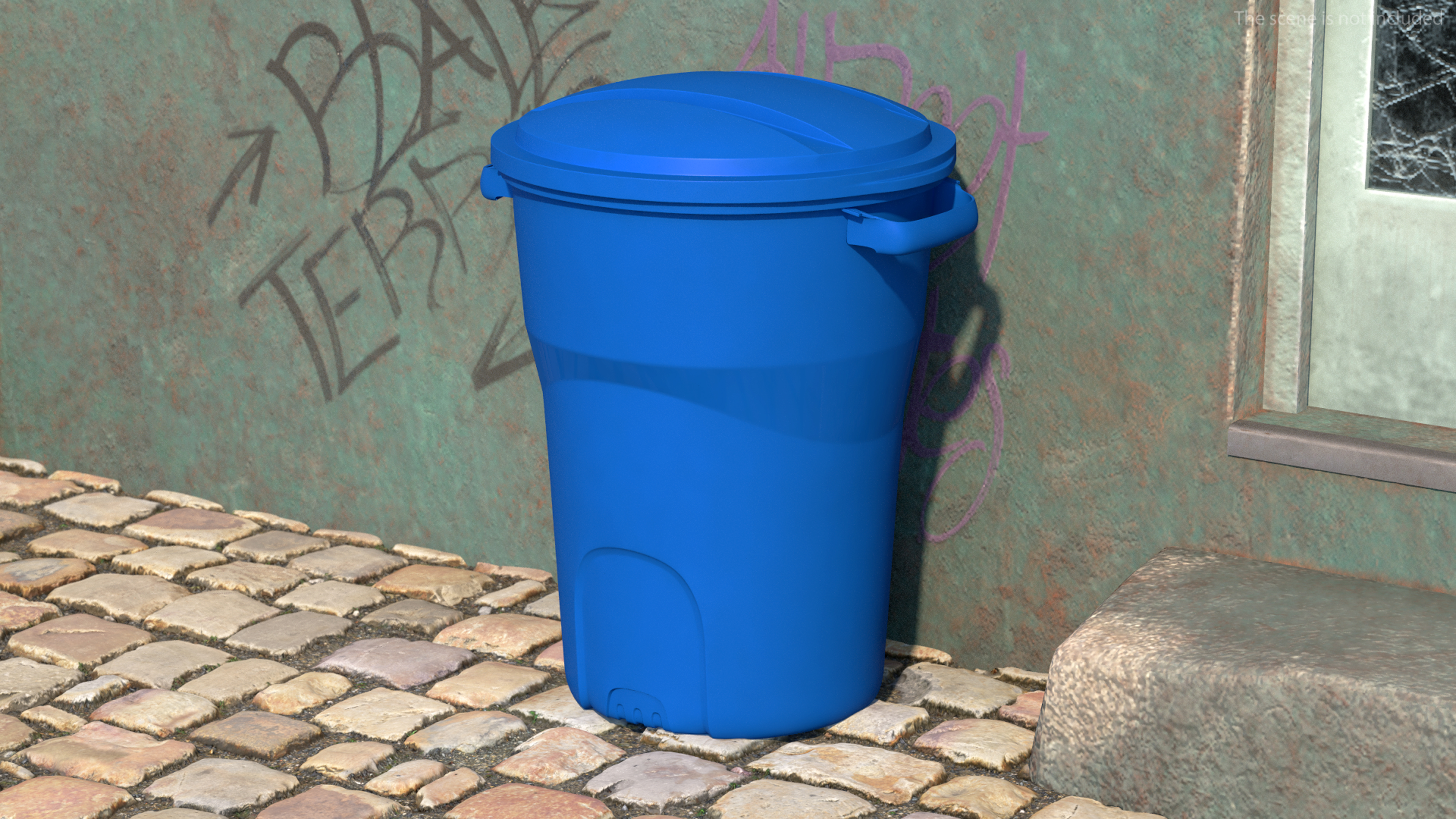 3D model Round Blue Trash Can