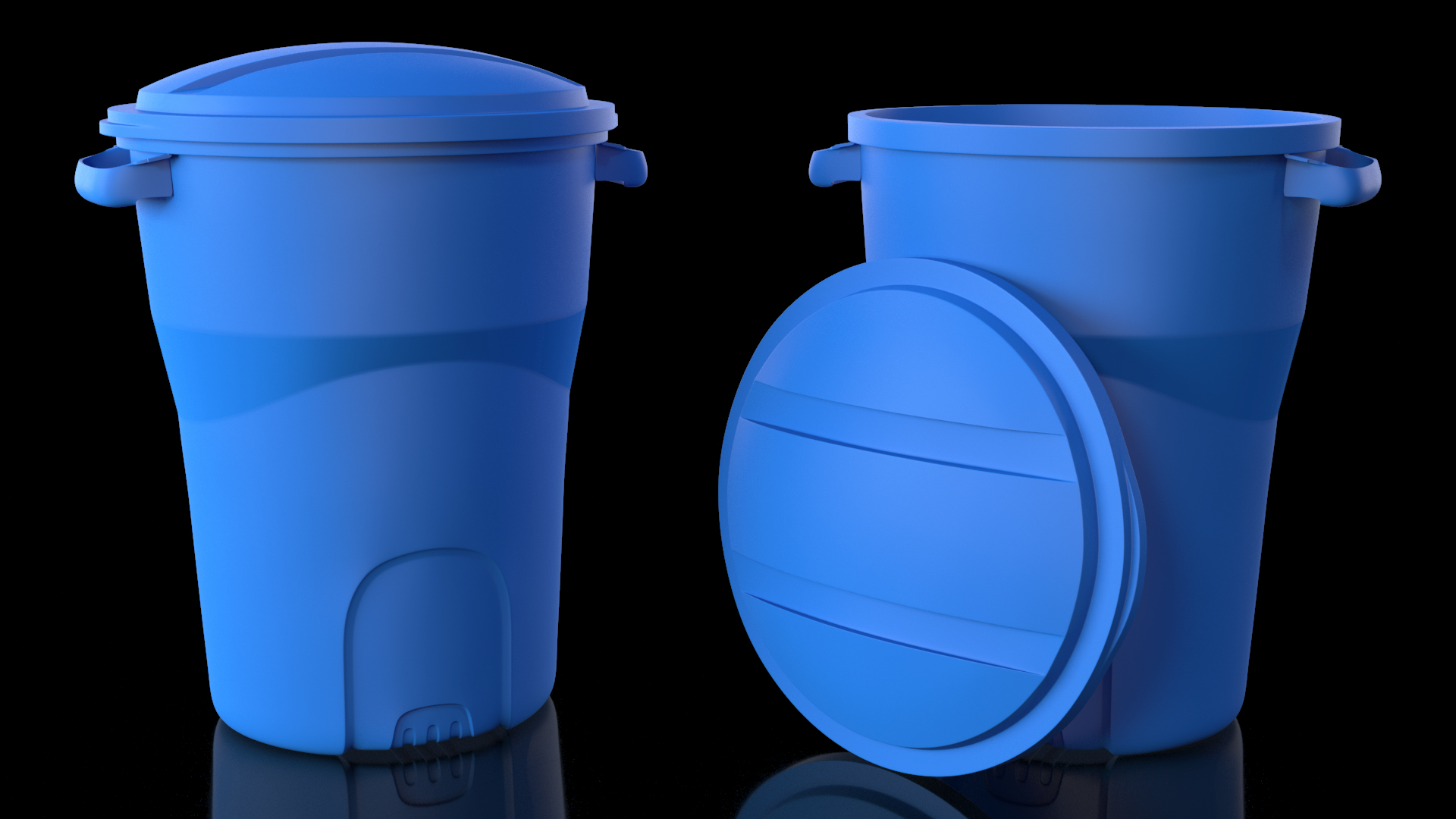 3D model Round Blue Trash Can