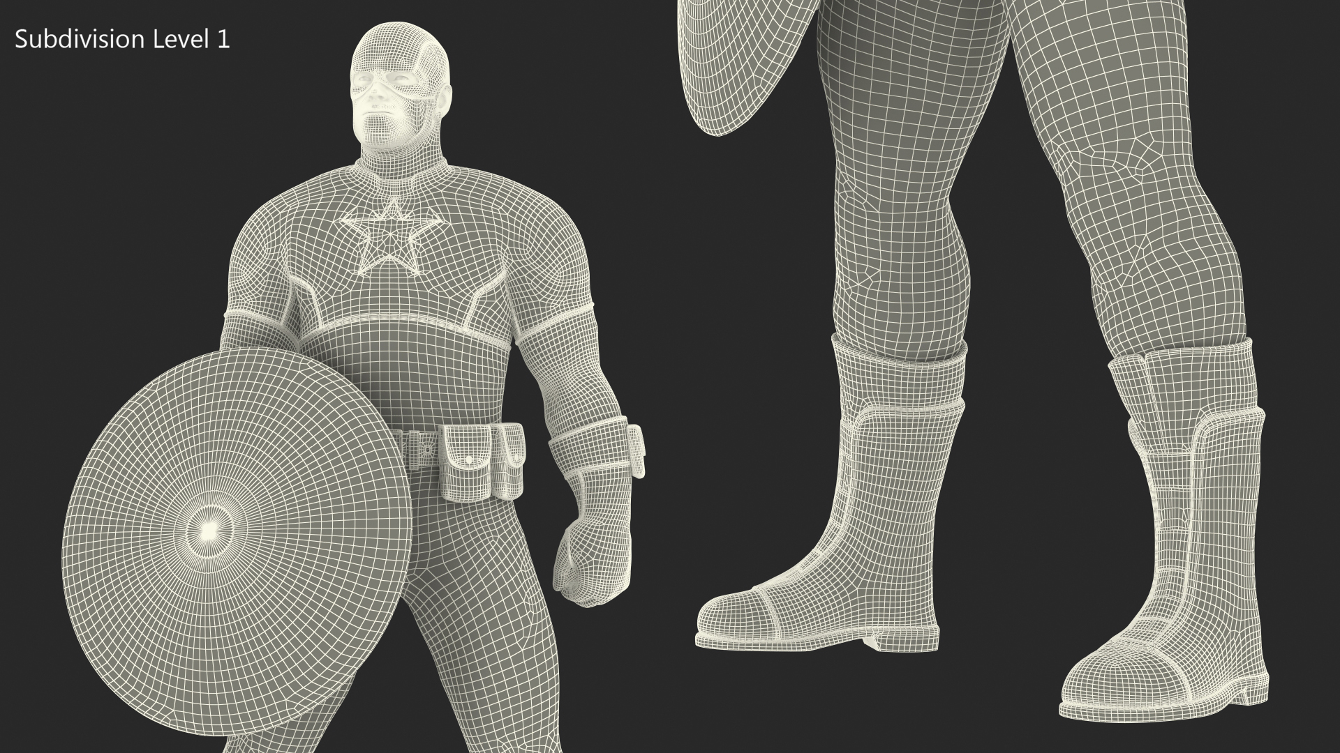 3D Marvel Comics Captain America Standing Pose model