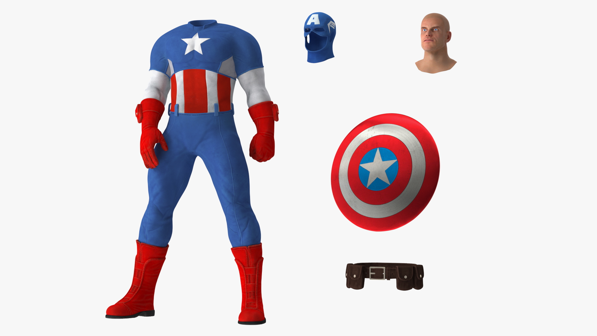 3D Marvel Comics Captain America Standing Pose model