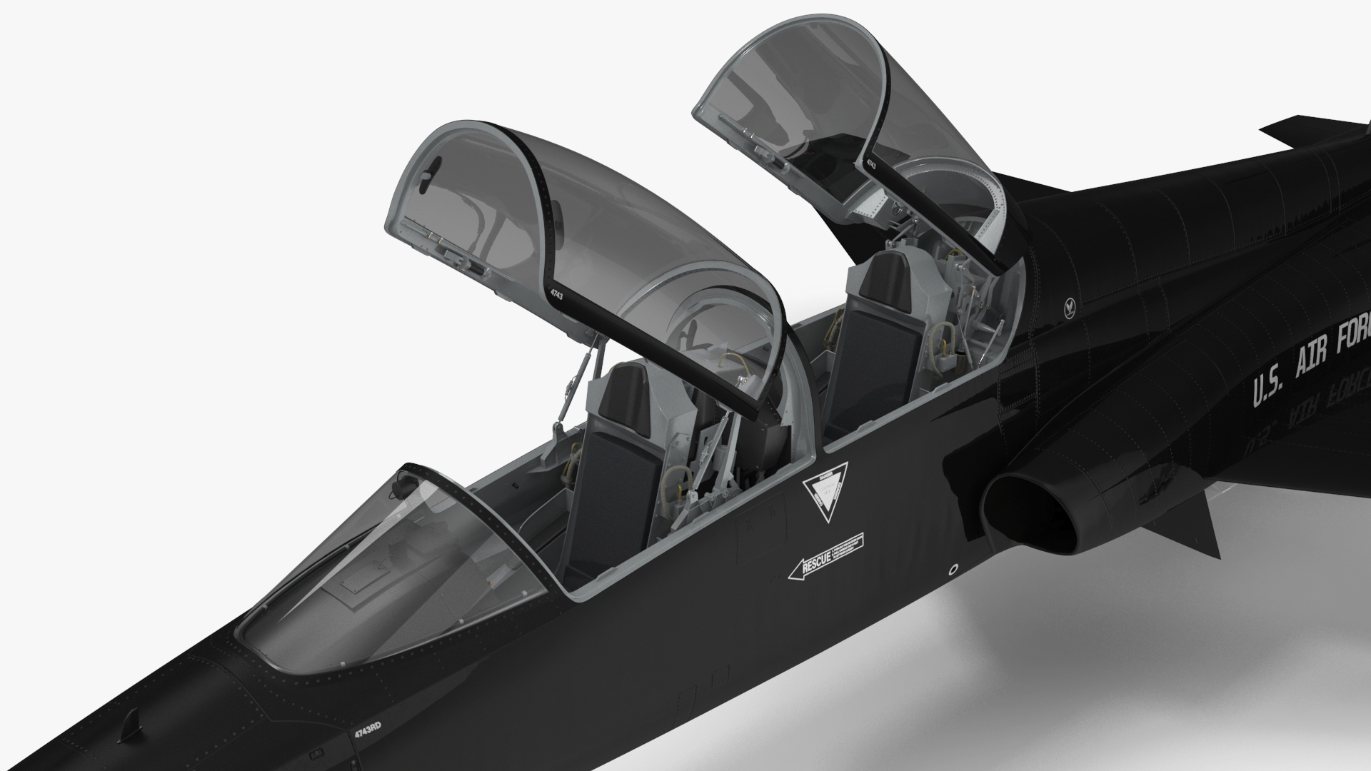 3D model T-38 Talon USAF Jet Trainer Black Rigged