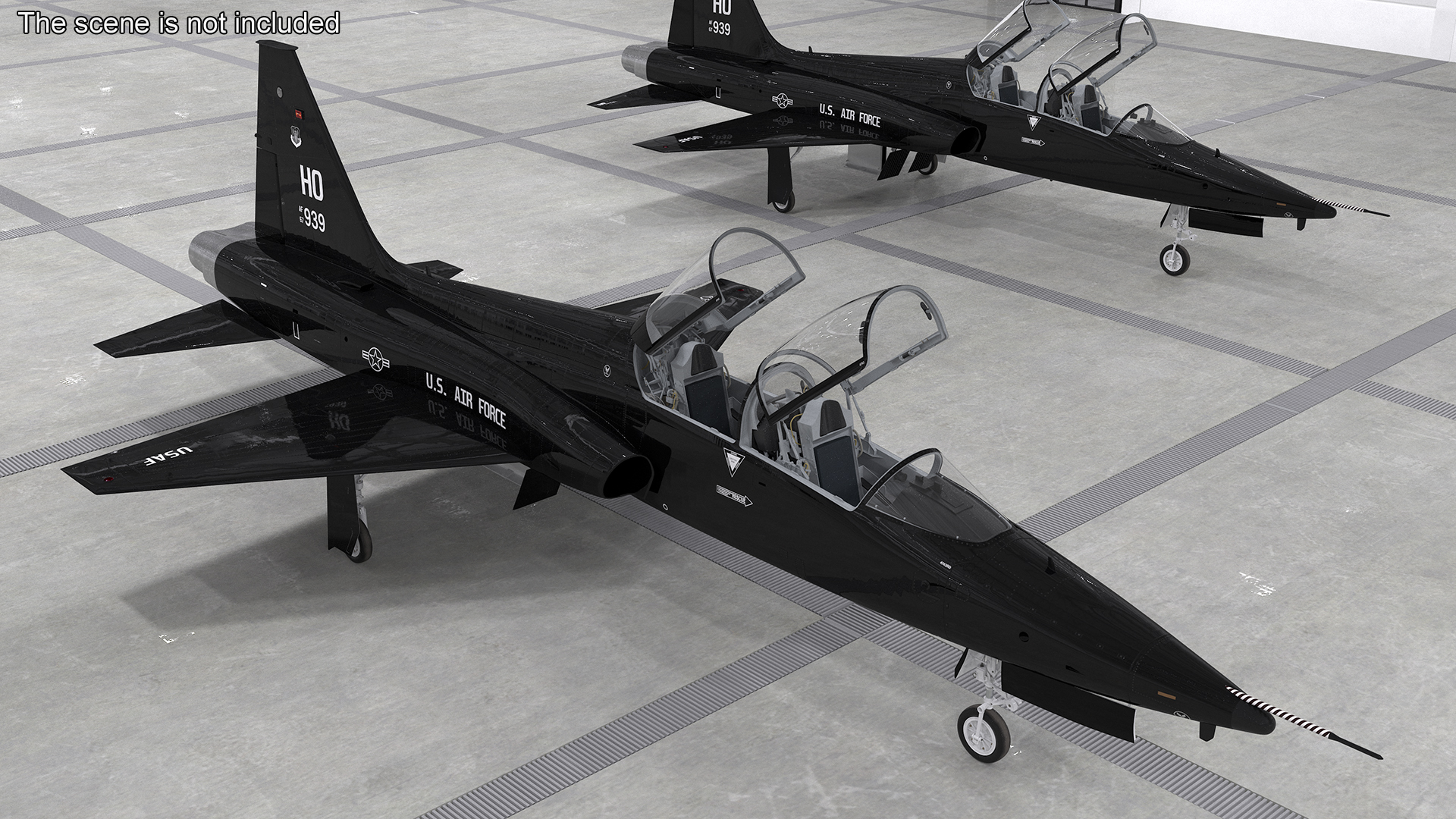 3D model T-38 Talon USAF Jet Trainer Black Rigged