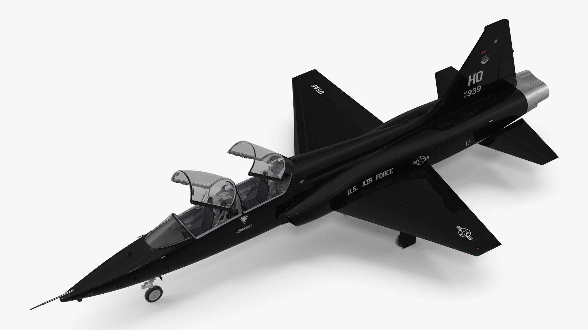 3D model T-38 Talon USAF Jet Trainer Black Rigged