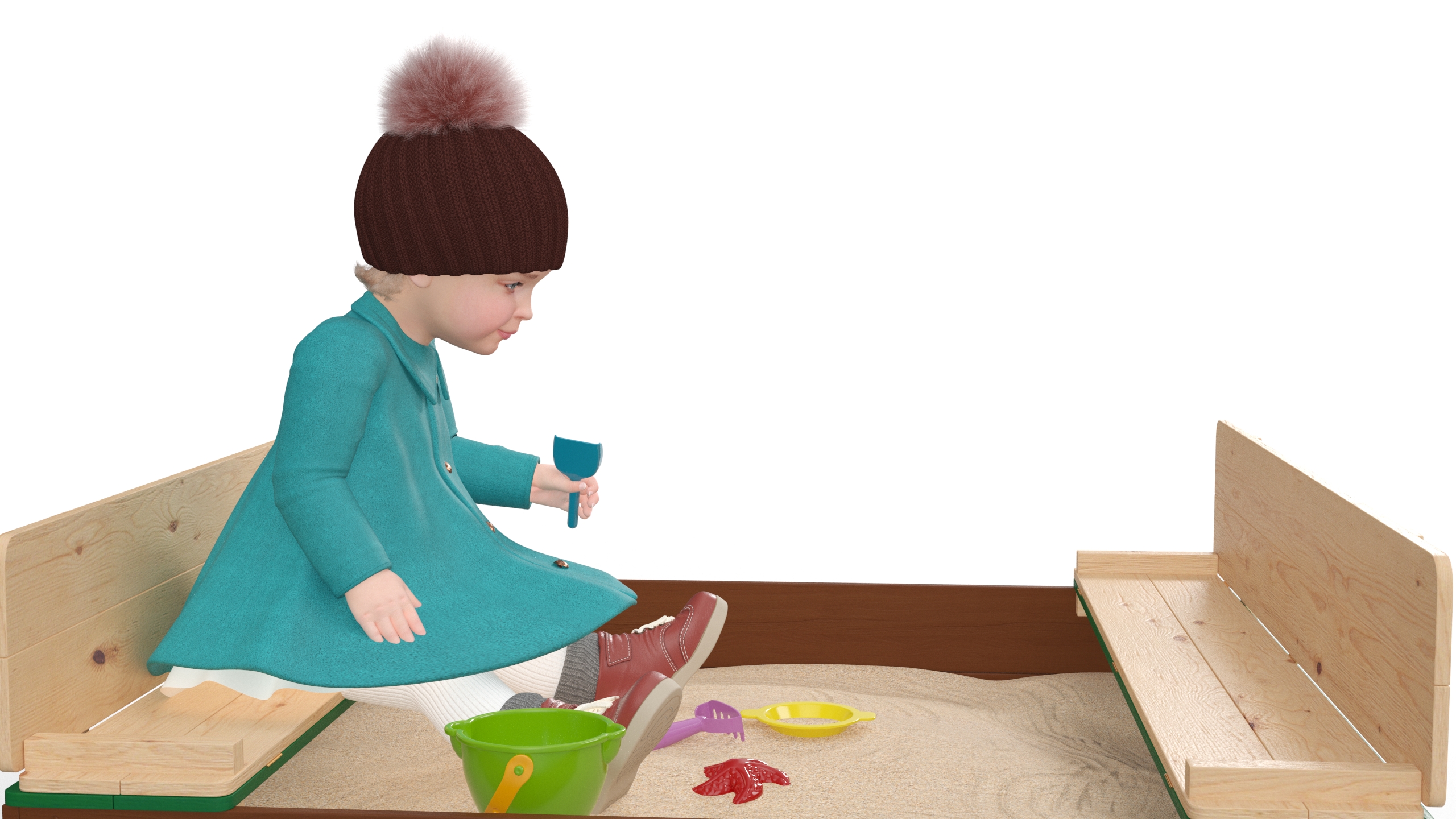 3D Toddler Girl in Sandpit model