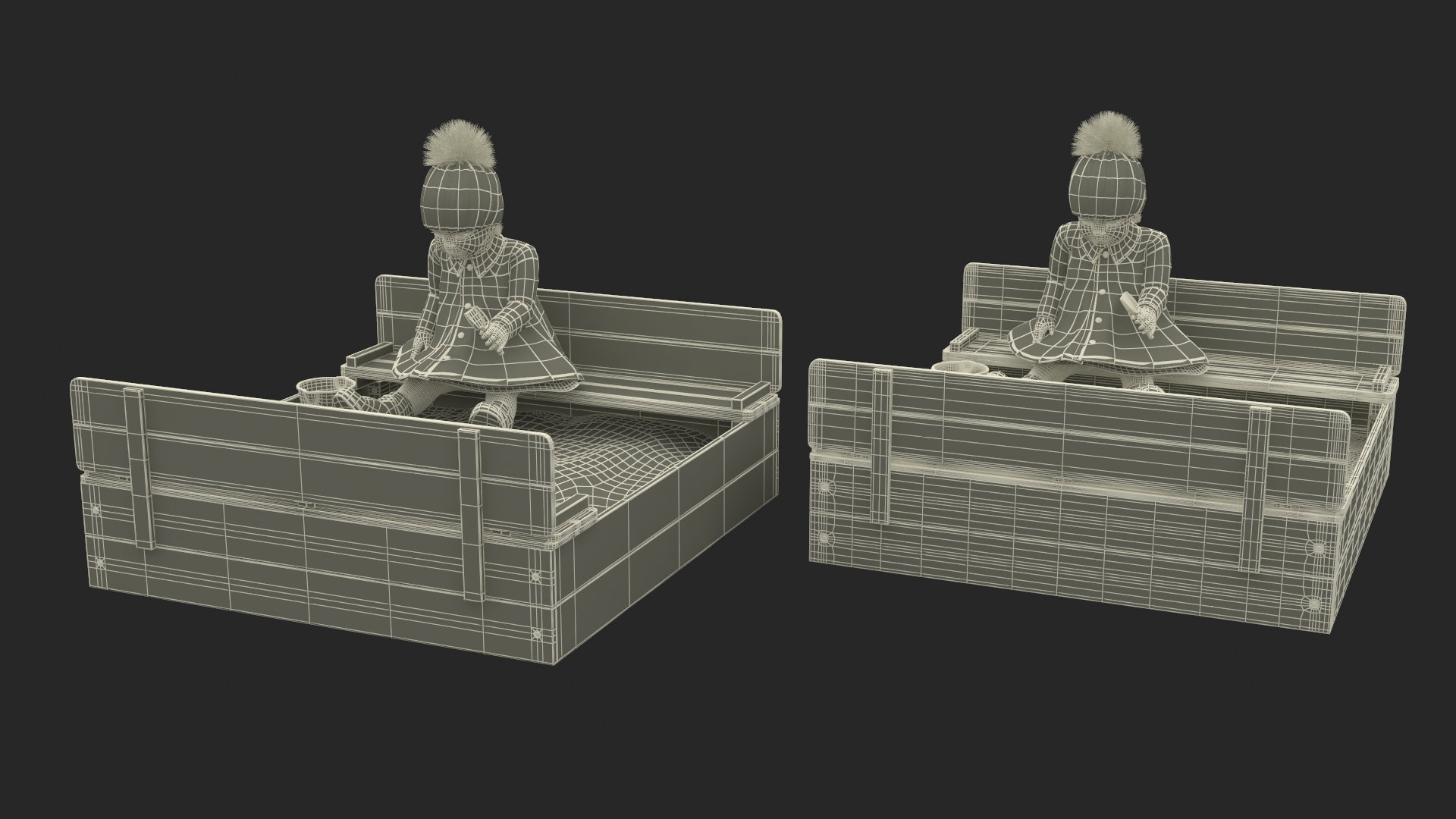 3D Toddler Girl in Sandpit model