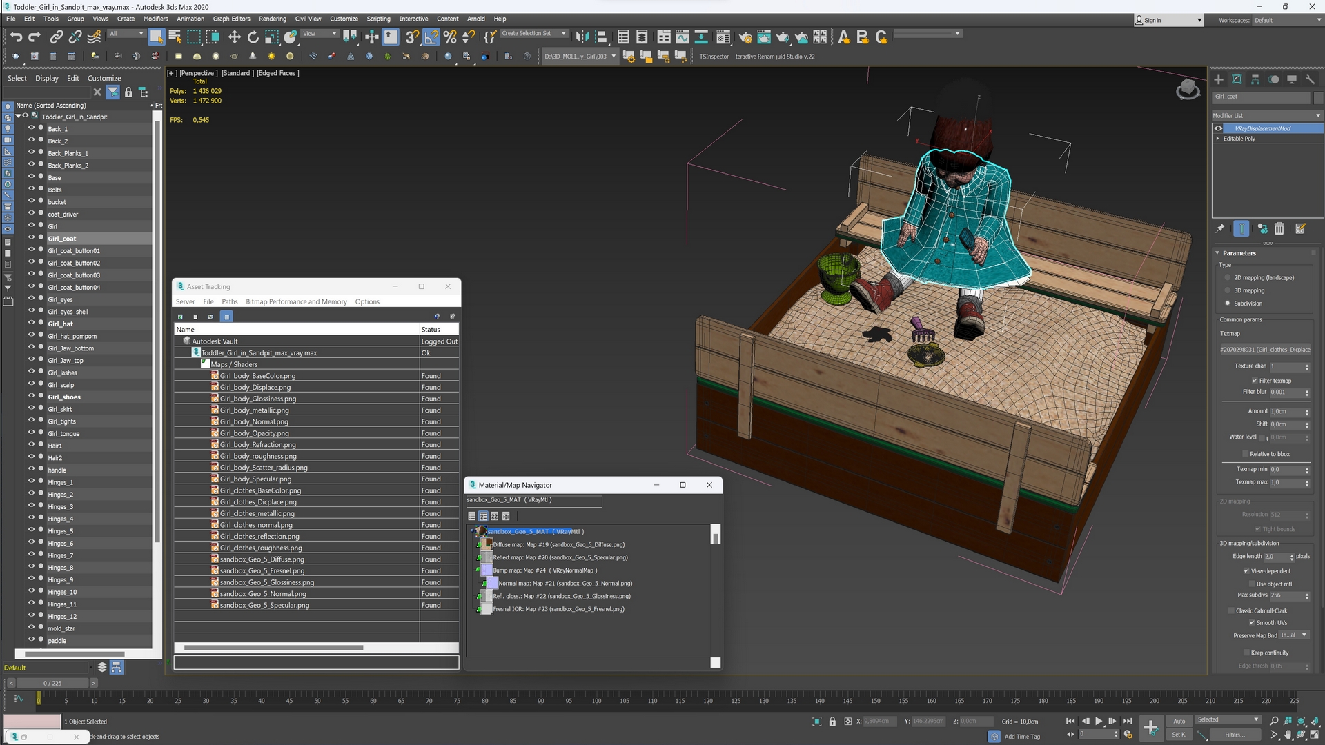 3D Toddler Girl in Sandpit model