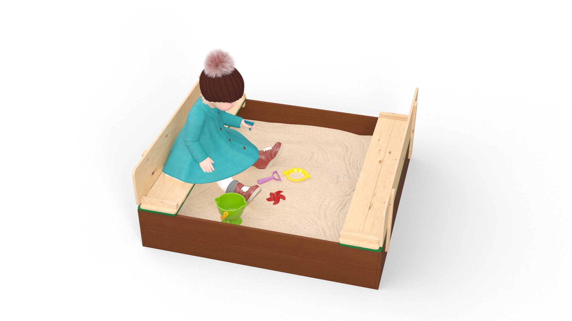 3D Toddler Girl in Sandpit model