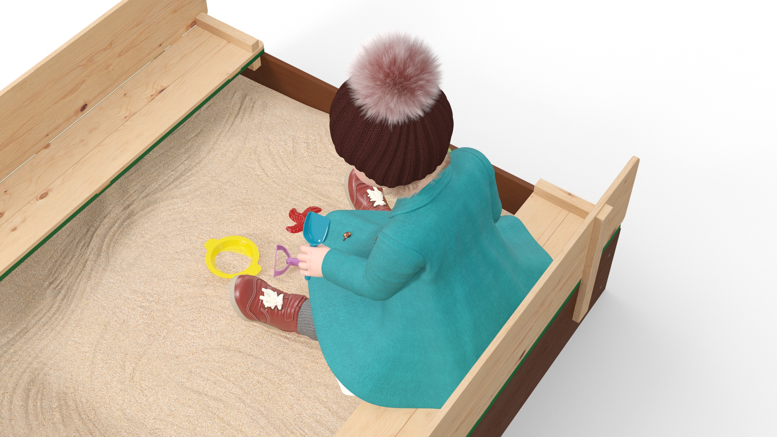 3D Toddler Girl in Sandpit model