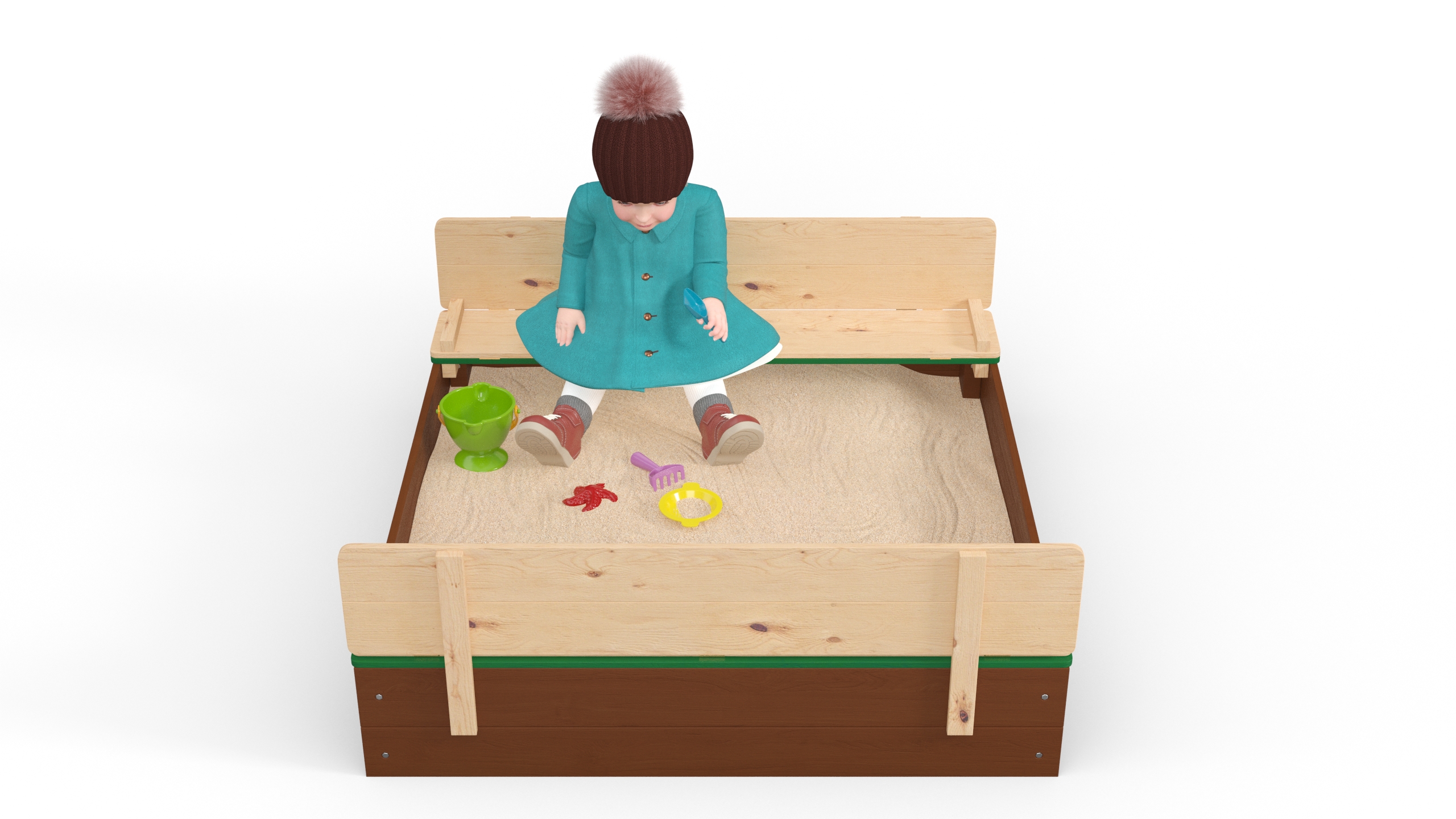 3D Toddler Girl in Sandpit model