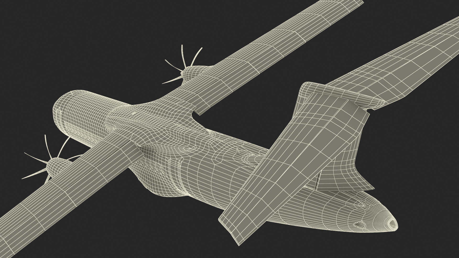 3D model Concept Modern Aircraft Turboprop Rigged