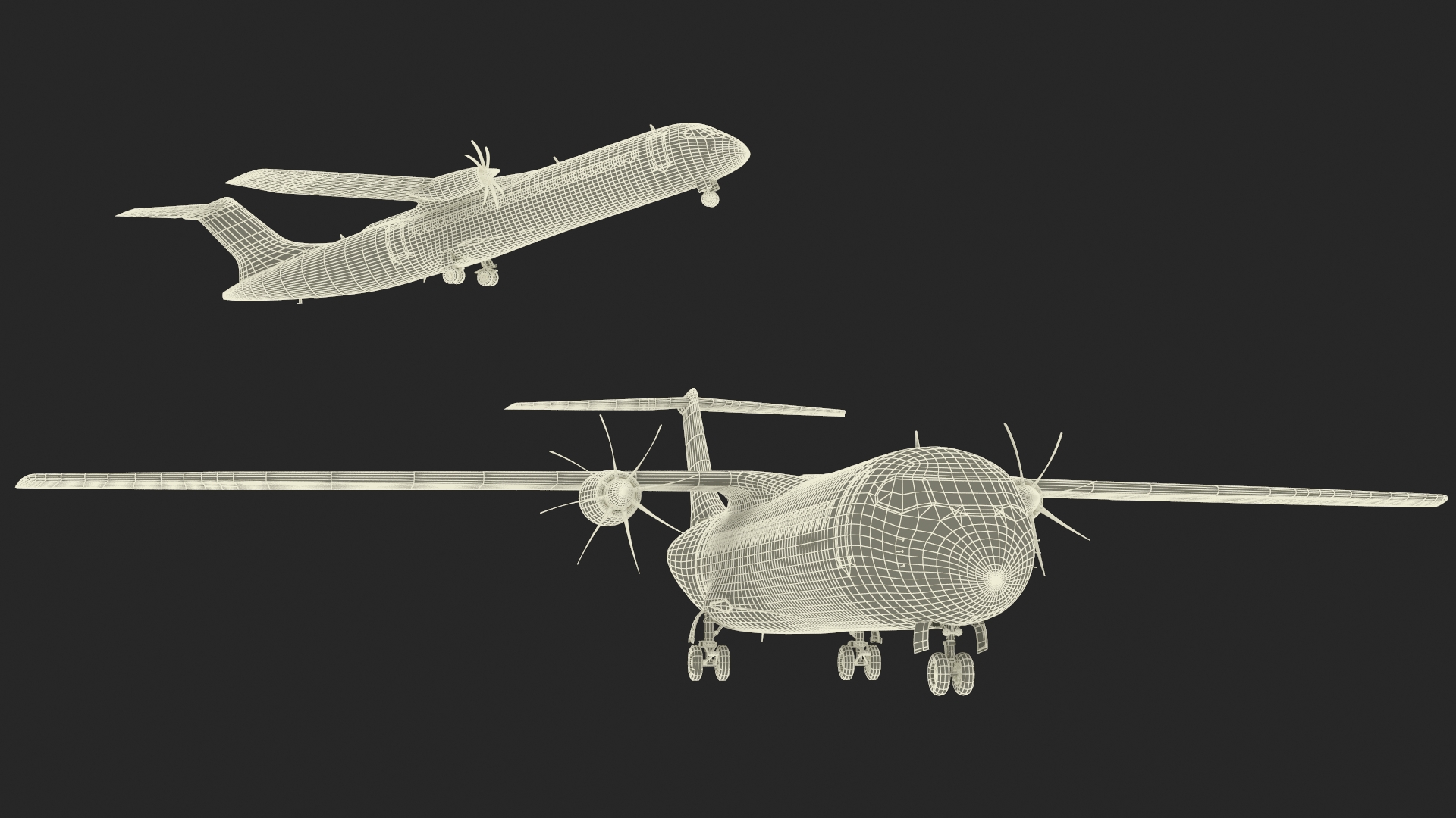 3D model Concept Modern Aircraft Turboprop Rigged