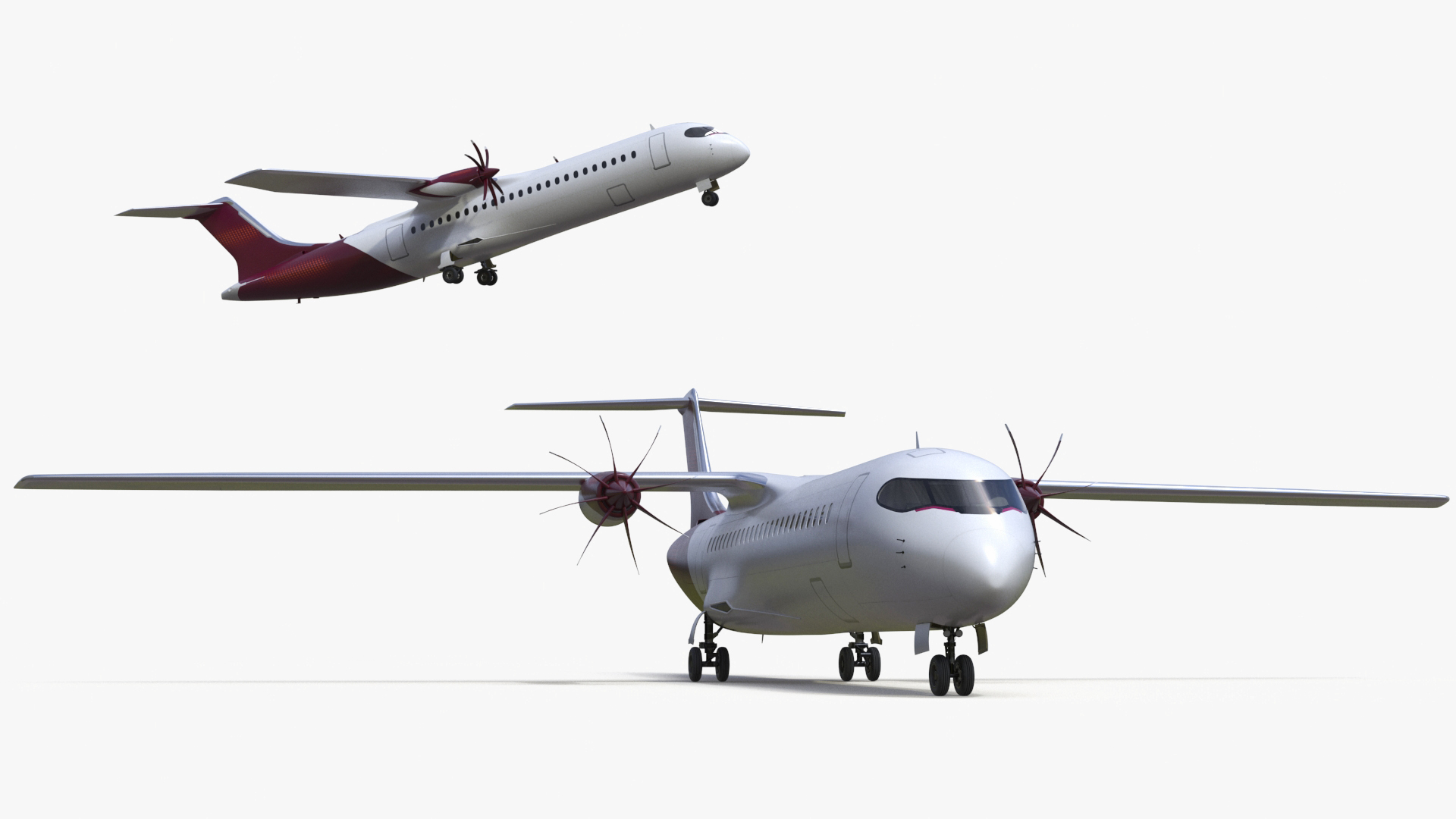 3D model Concept Modern Aircraft Turboprop Rigged