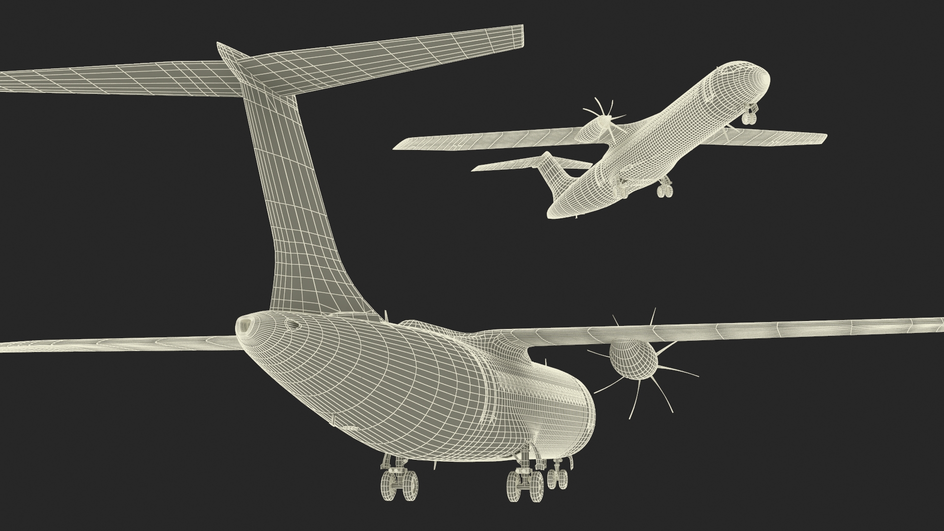 3D model Concept Modern Aircraft Turboprop Rigged