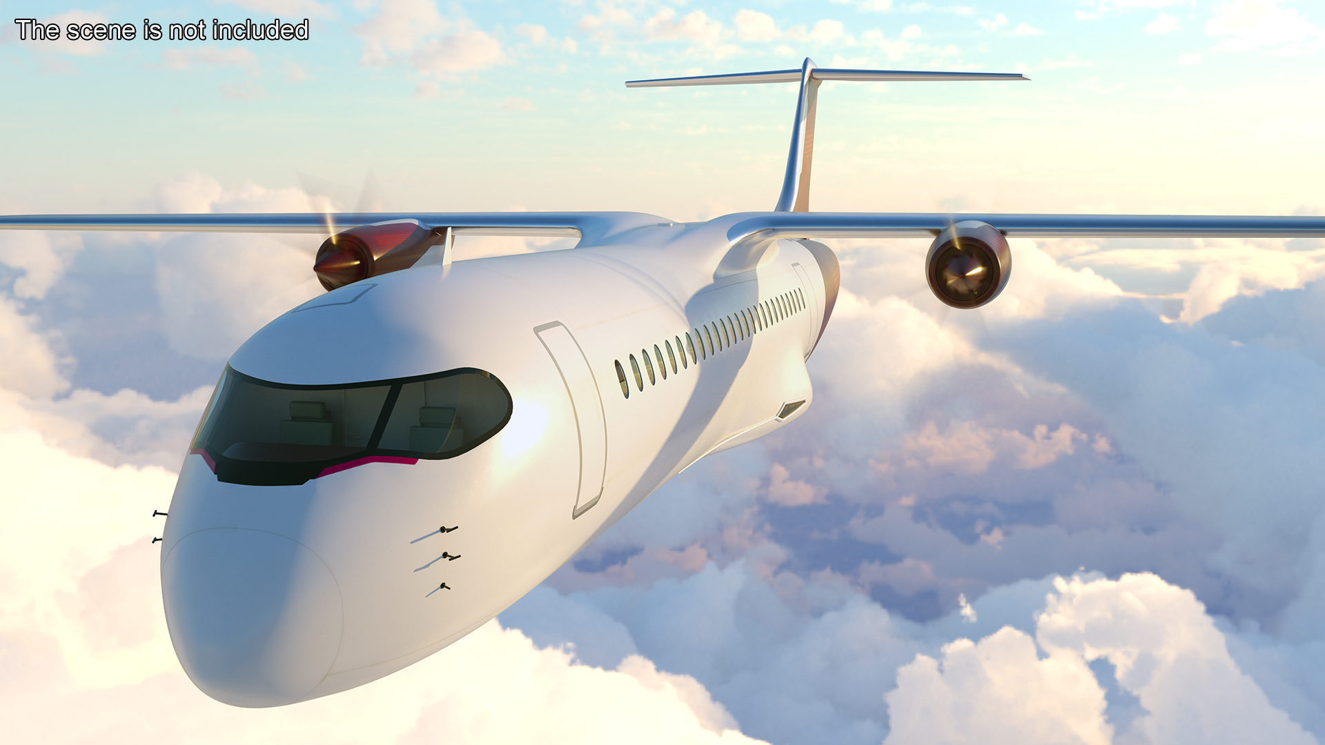 3D model Concept Modern Aircraft Turboprop Rigged