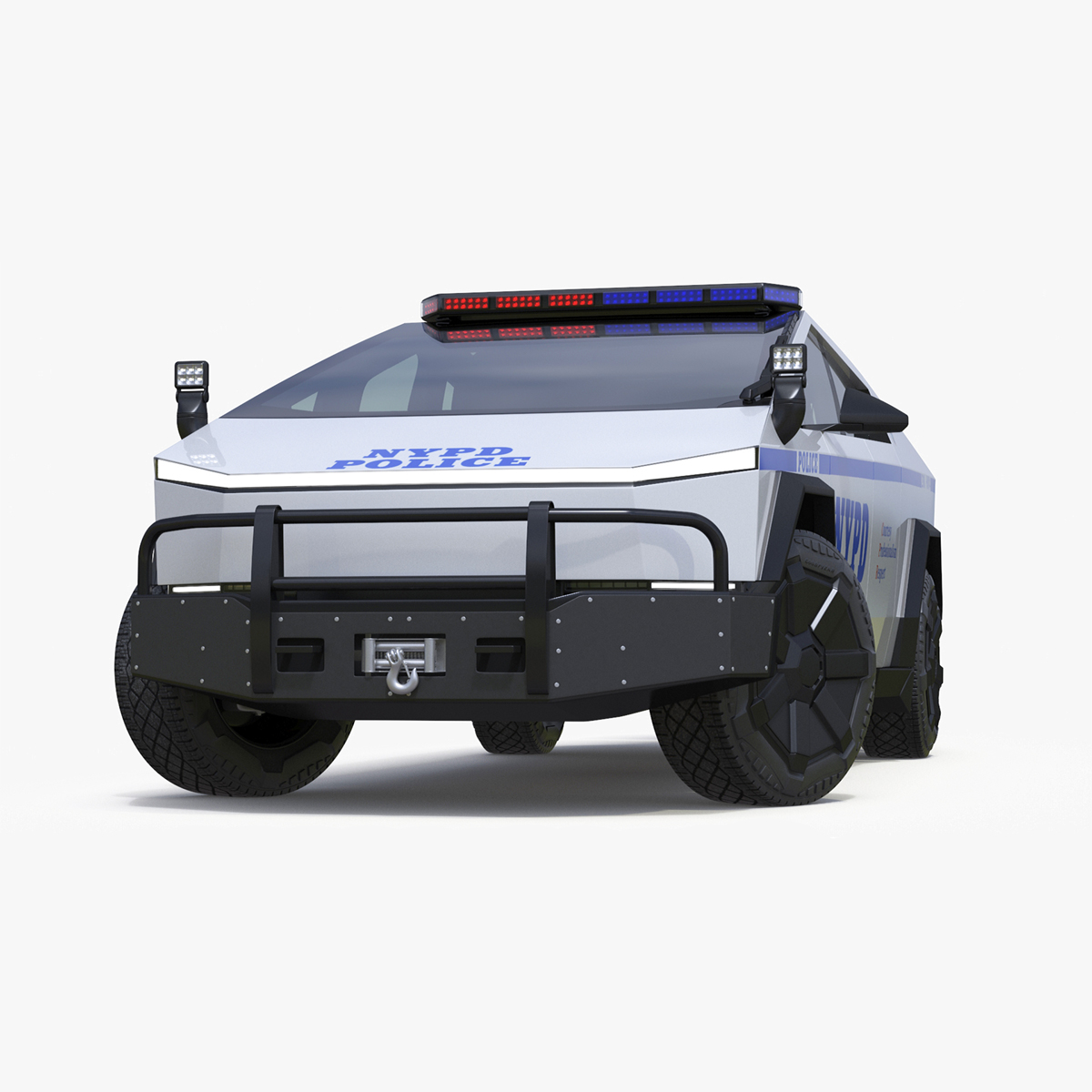 Tesla Cybertruck NYPD Rigged for Cinema 4D 3D