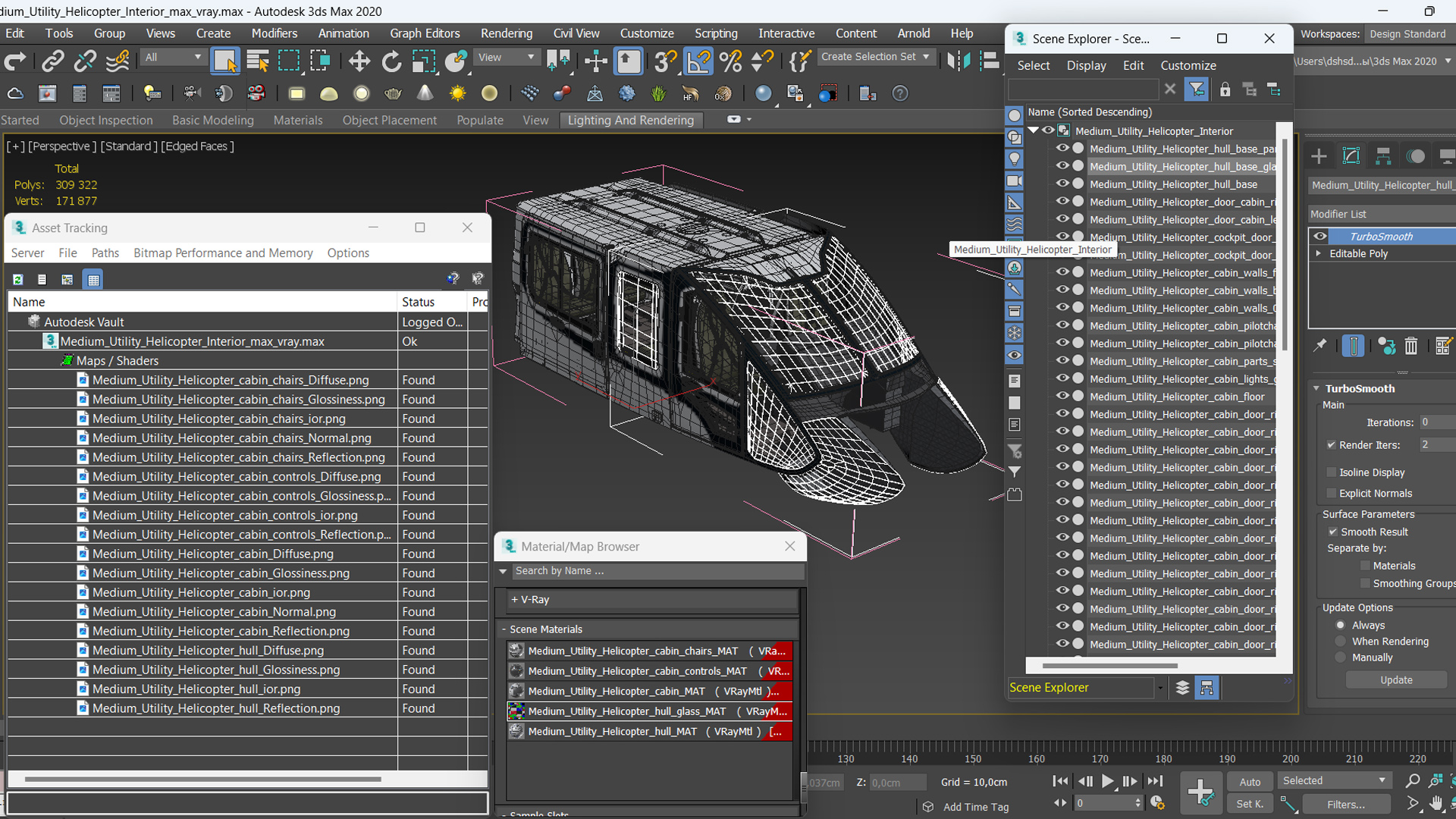 Medium Utility Helicopter Interior 3D model