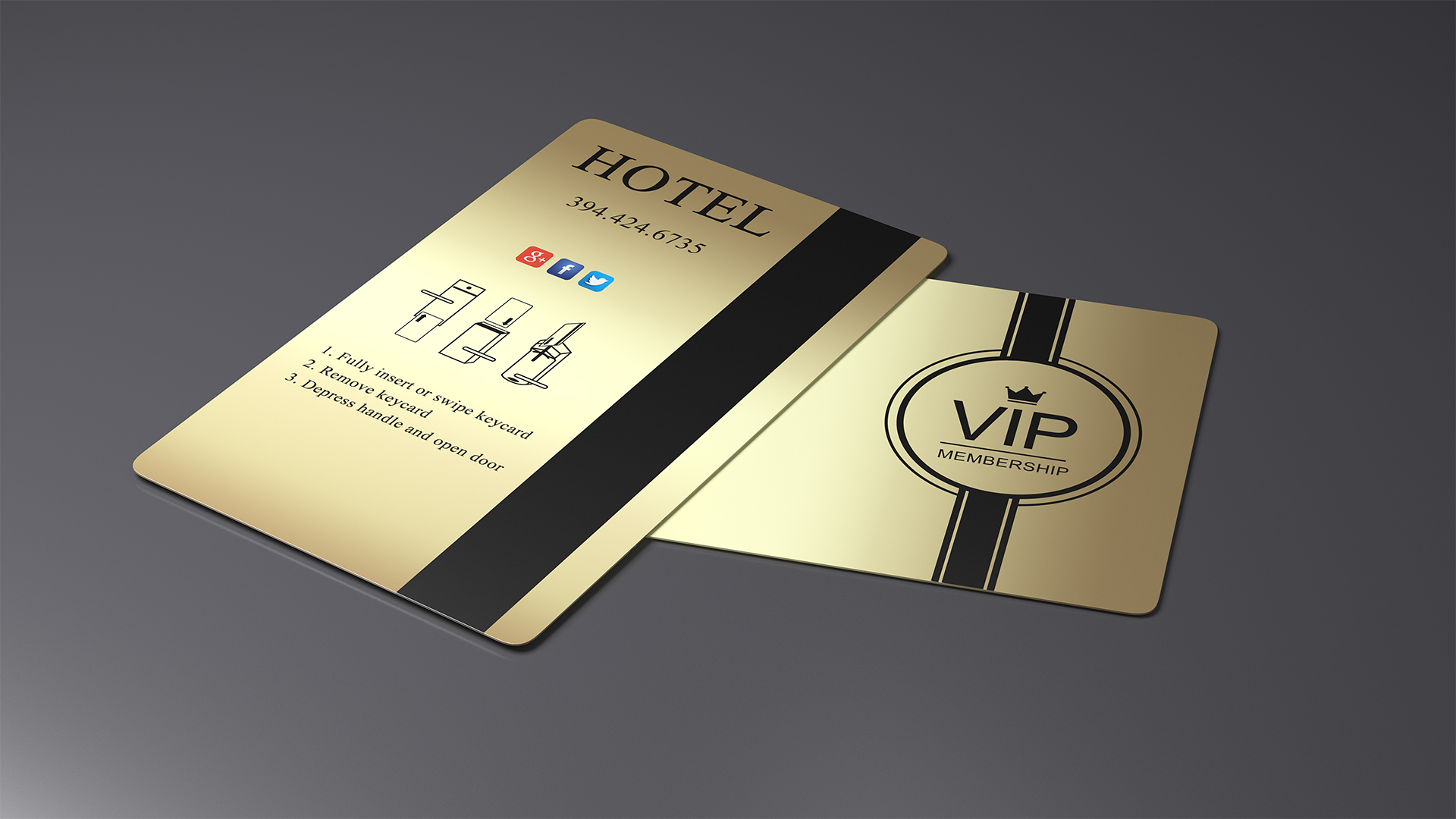 3D Hotel Room Keycard Gold Open model