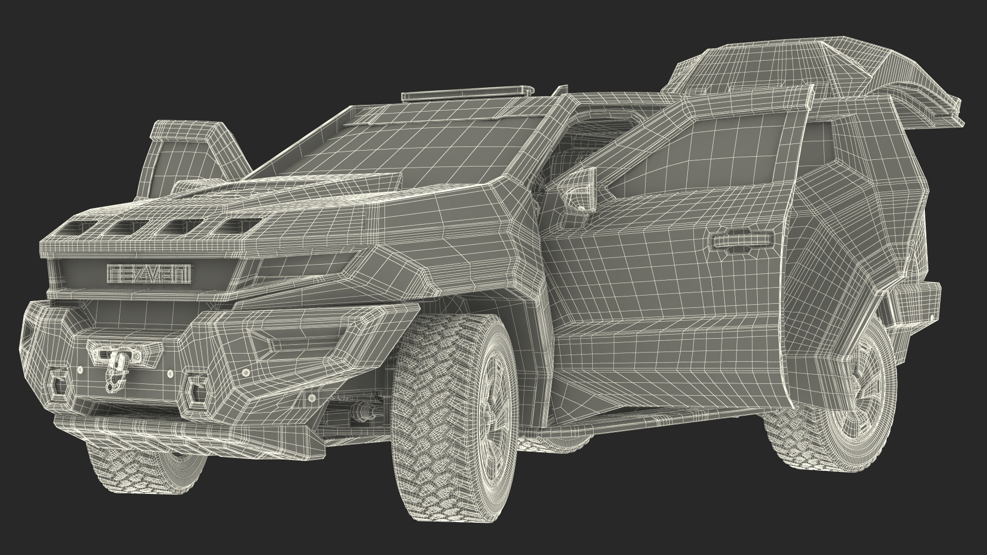 2023 Rezvani Vengeance Armored SUV Lights Off Rigged 3D