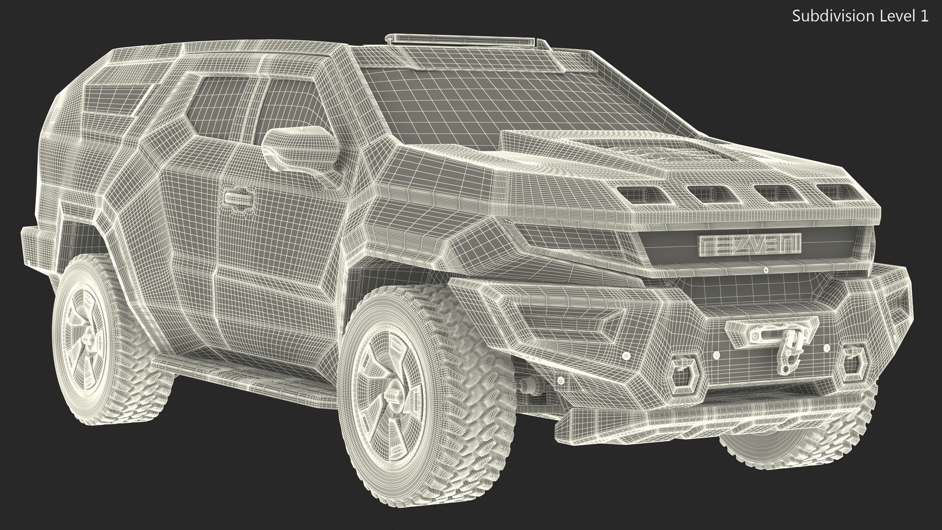 2023 Rezvani Vengeance Armored SUV Lights Off Rigged 3D