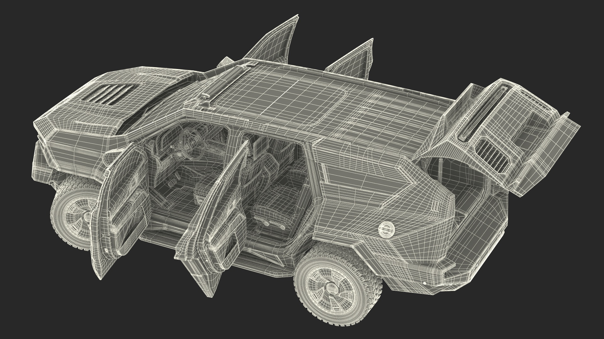 2023 Rezvani Vengeance Armored SUV Lights Off Rigged 3D
