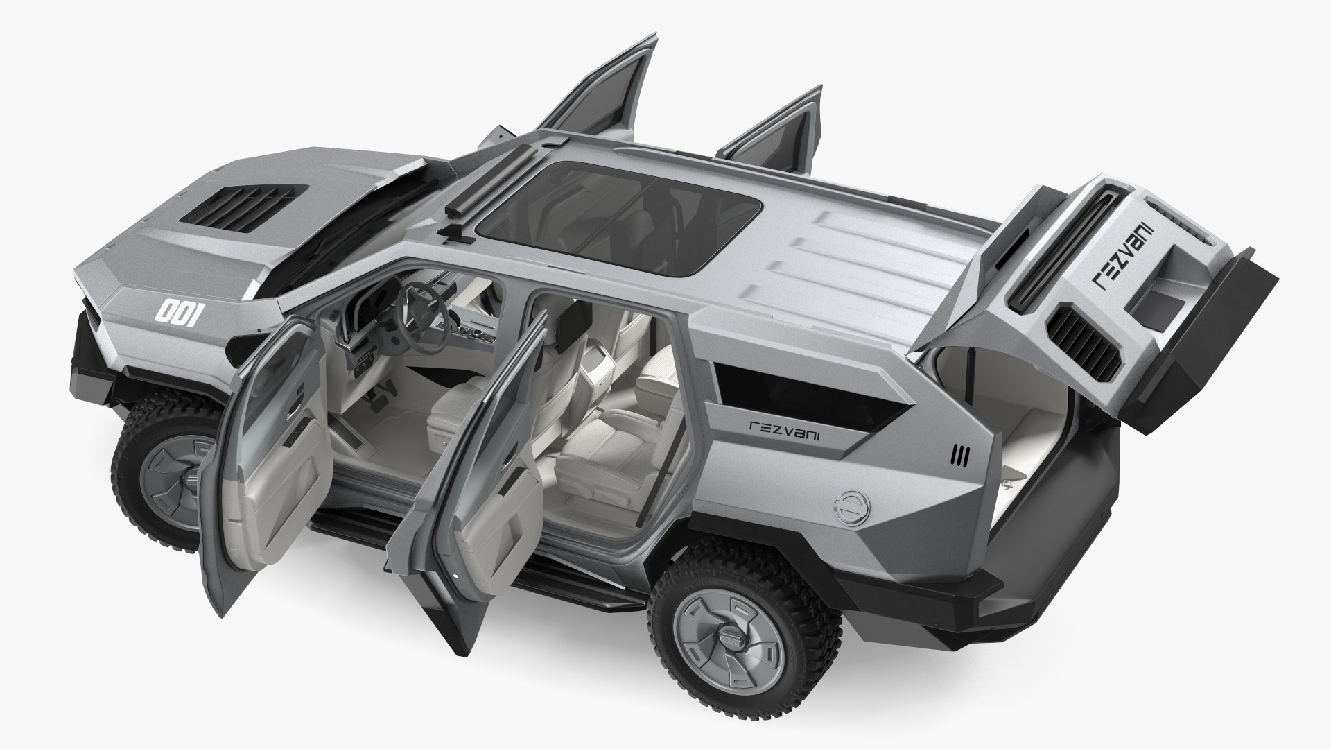 2023 Rezvani Vengeance Armored SUV Lights Off Rigged 3D
