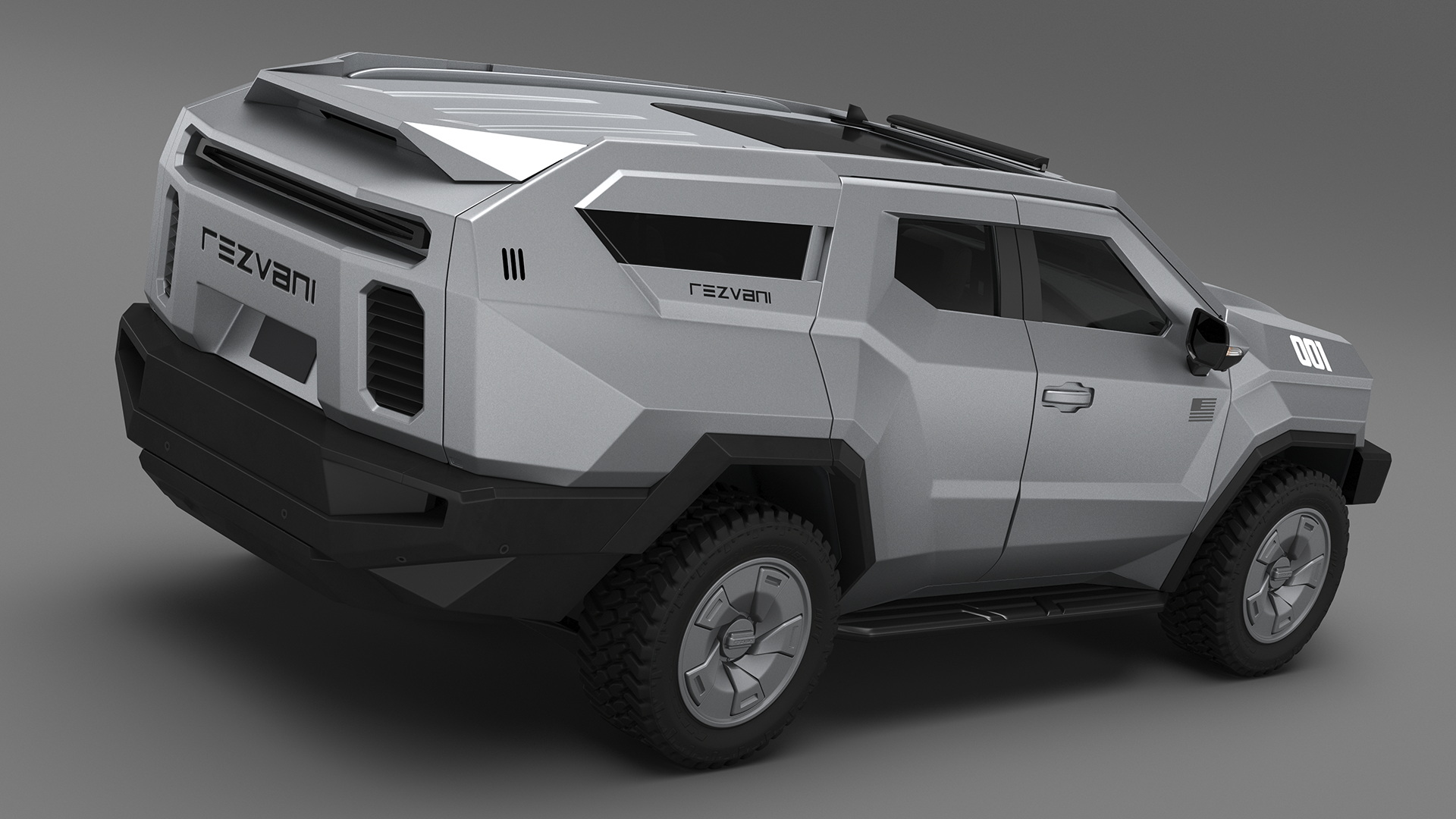 2023 Rezvani Vengeance Armored SUV Lights Off Rigged 3D