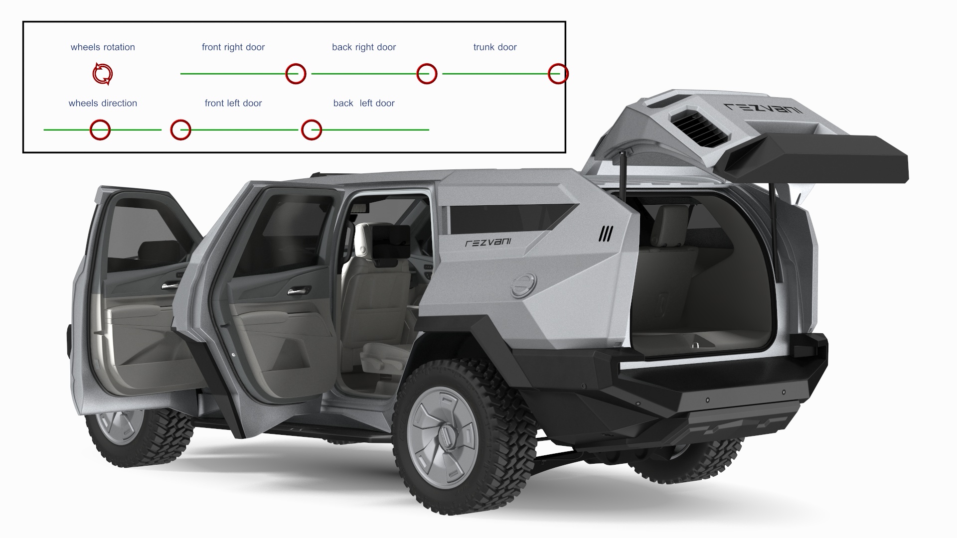 2023 Rezvani Vengeance Armored SUV Lights Off Rigged 3D