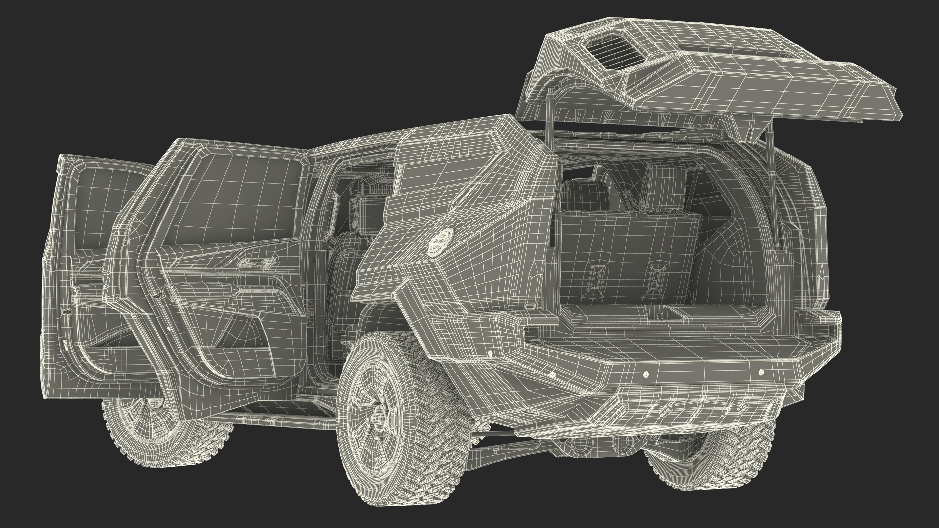 2023 Rezvani Vengeance Armored SUV Lights Off Rigged 3D