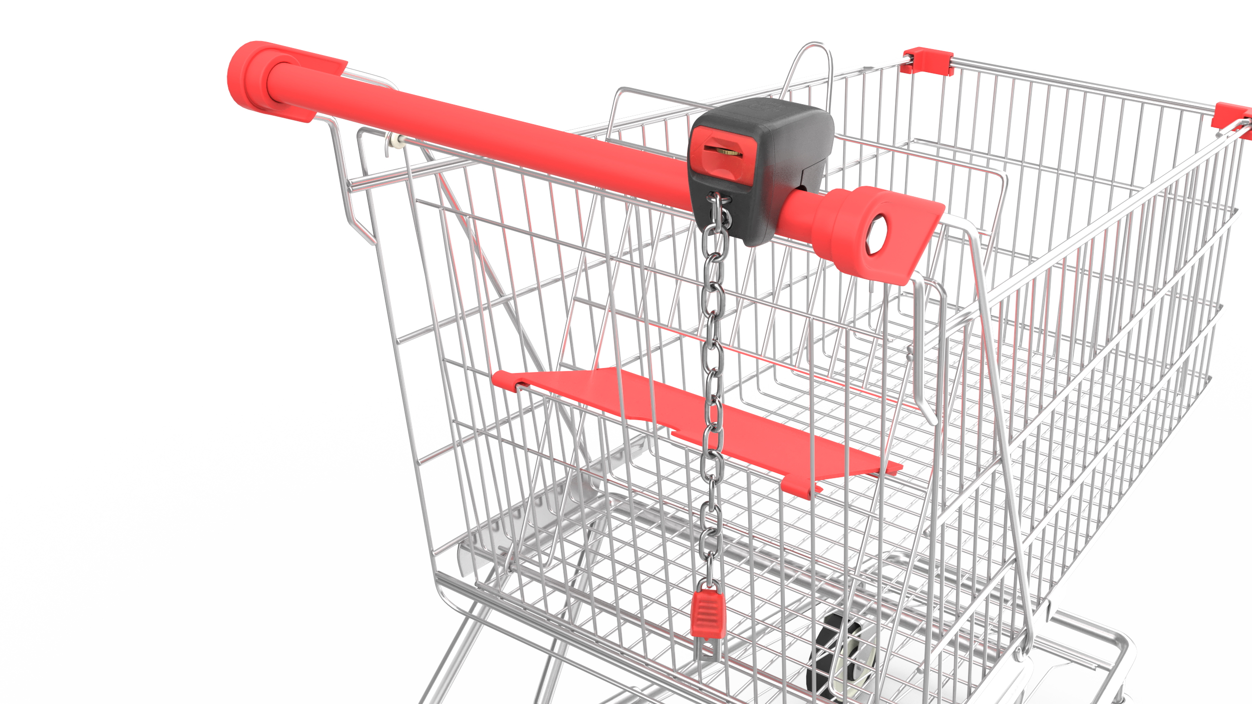 3D Trolley Shopping Cart with Coin Lock System model