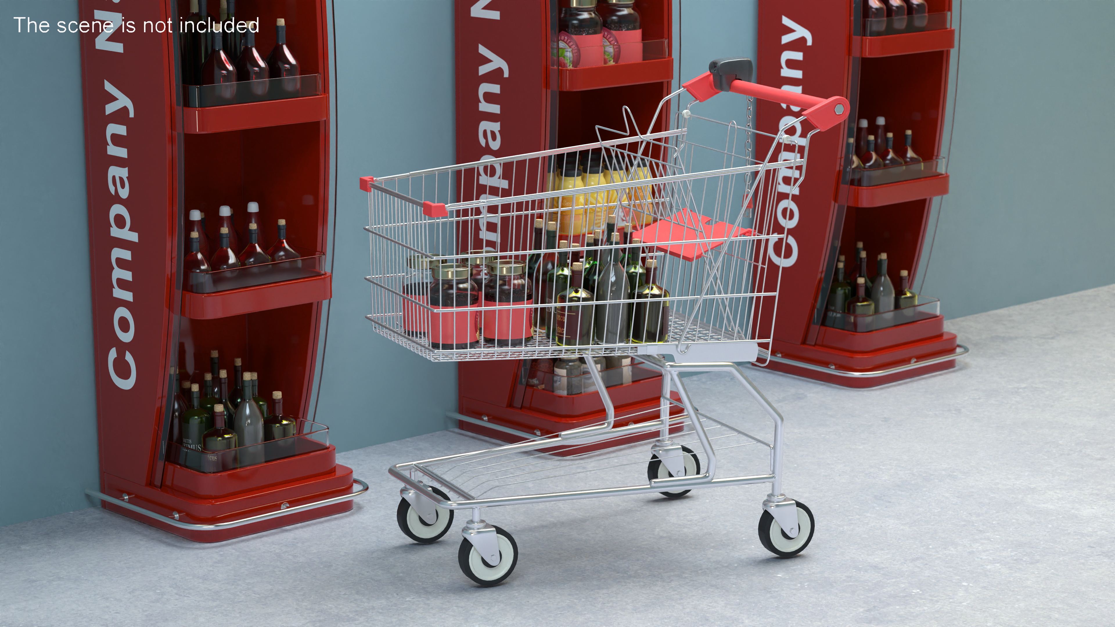 3D Trolley Shopping Cart with Coin Lock System model