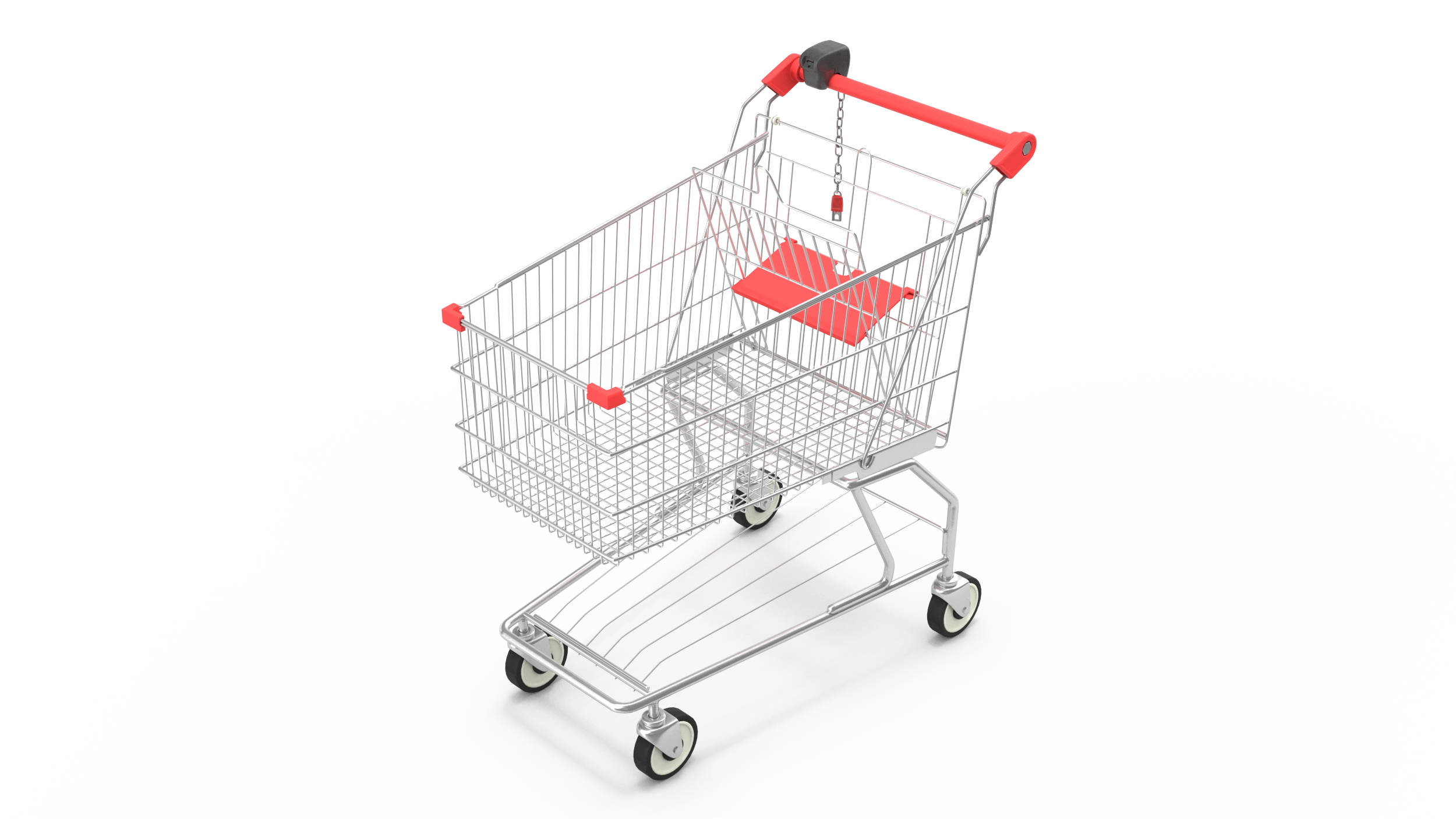 3D Trolley Shopping Cart with Coin Lock System model
