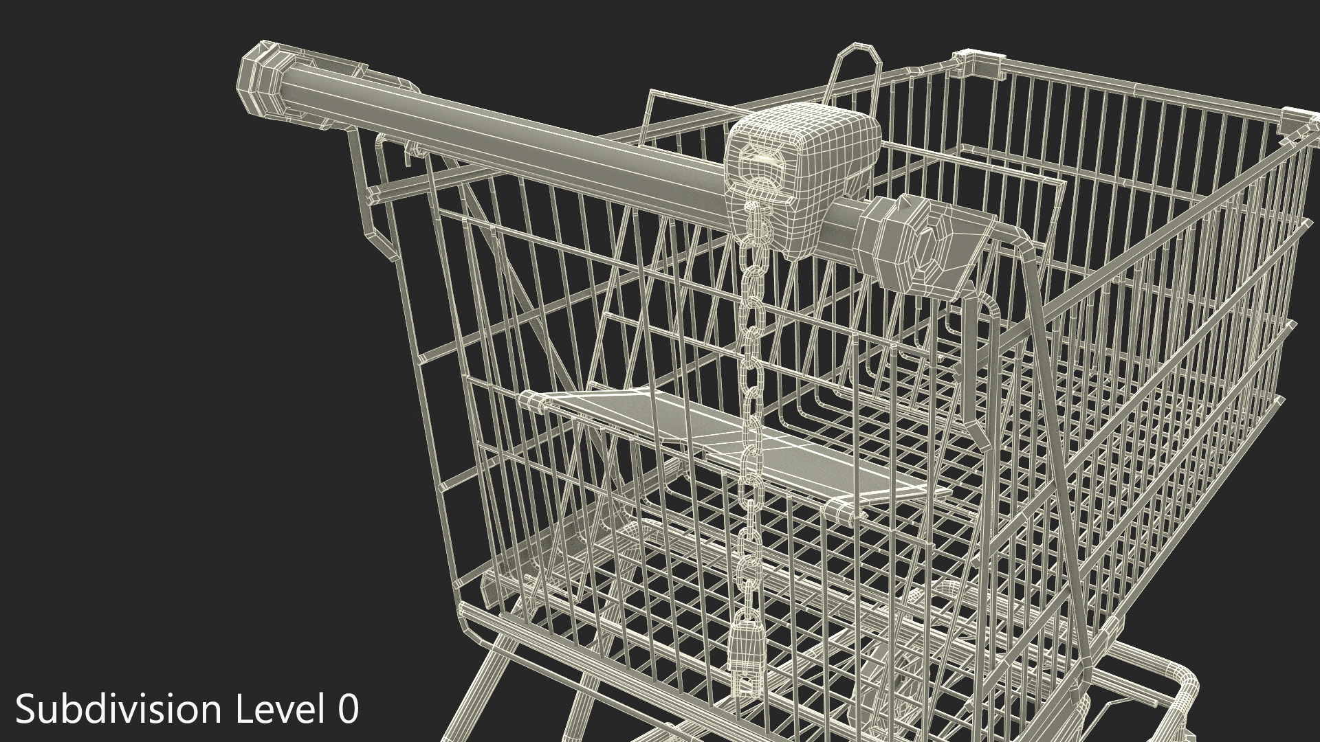 3D Trolley Shopping Cart with Coin Lock System model