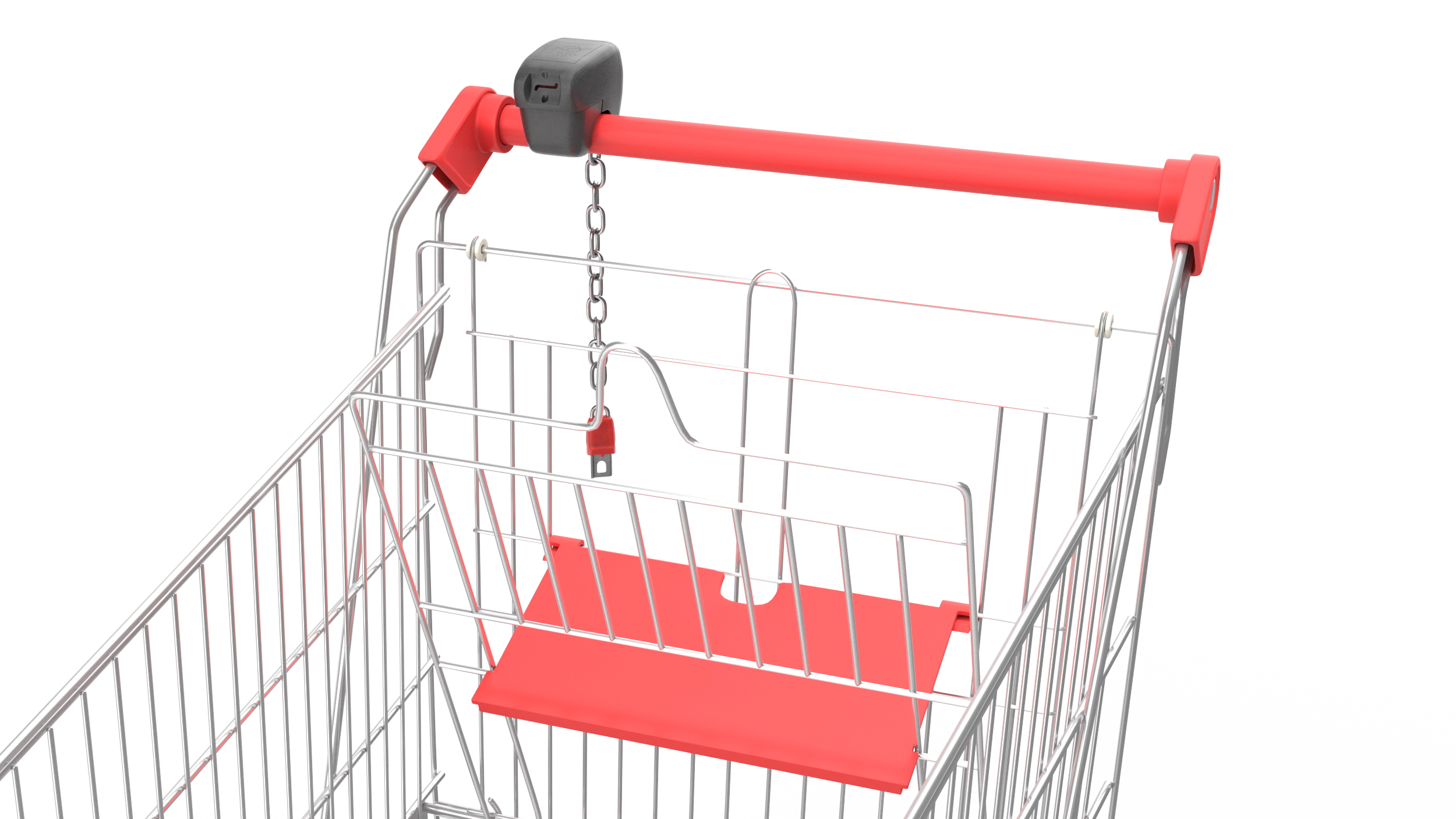 3D Trolley Shopping Cart with Coin Lock System model