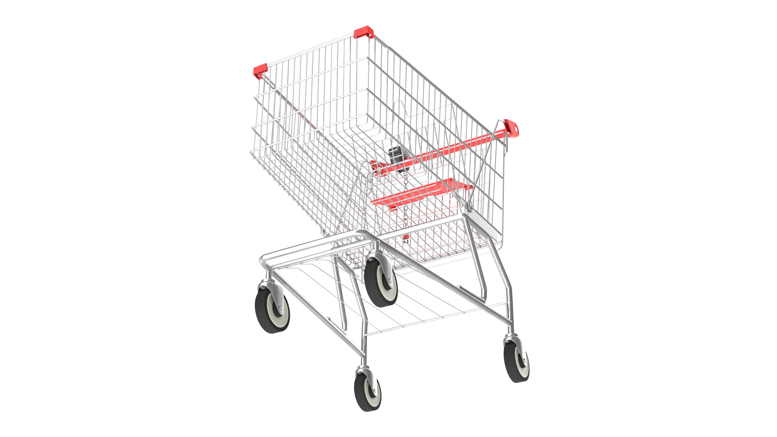 3D Trolley Shopping Cart with Coin Lock System model