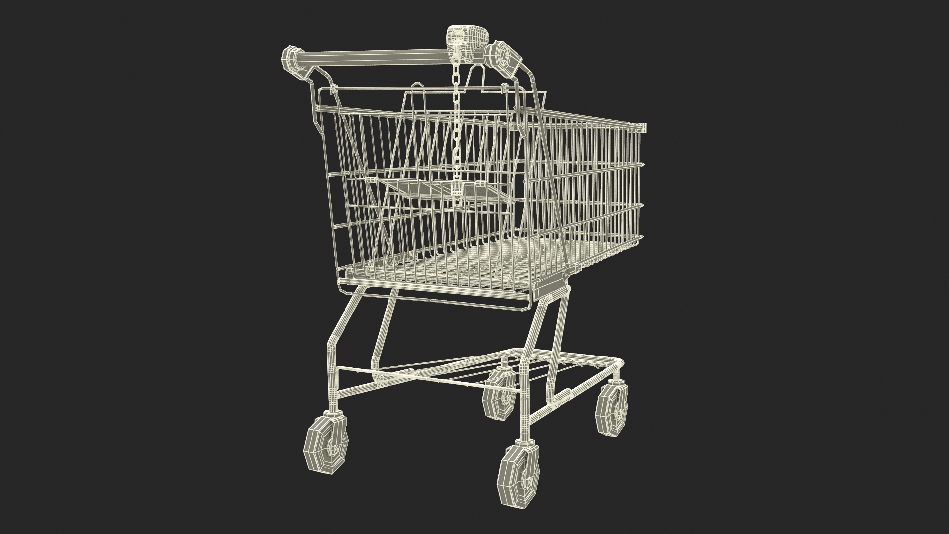 3D Trolley Shopping Cart with Coin Lock System model