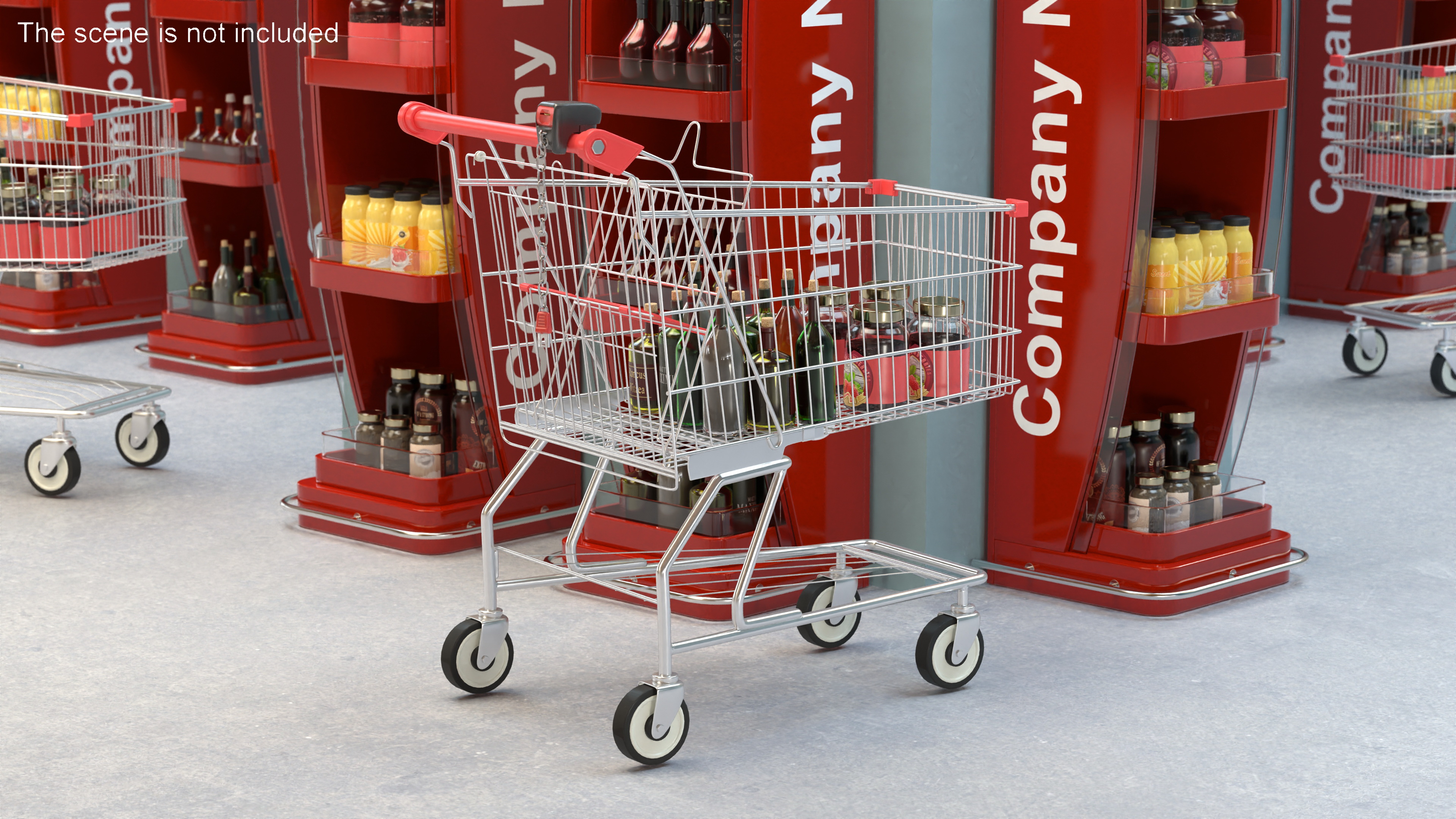 3D Trolley Shopping Cart with Coin Lock System model