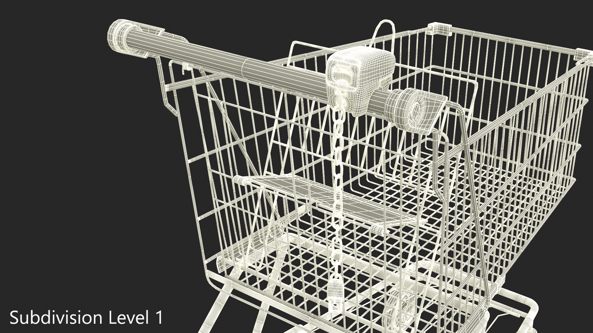 3D Trolley Shopping Cart with Coin Lock System model