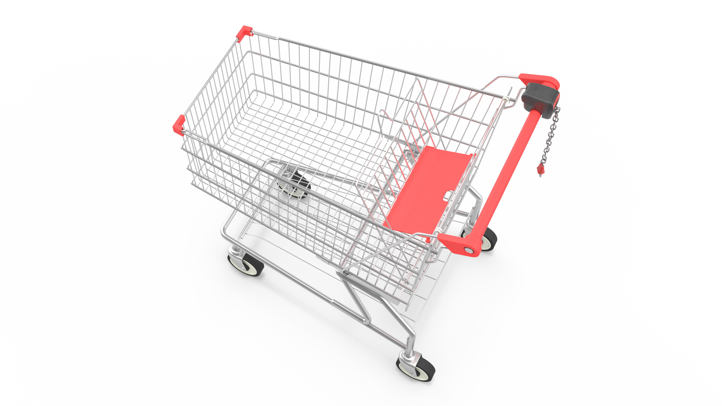 3D Trolley Shopping Cart with Coin Lock System model
