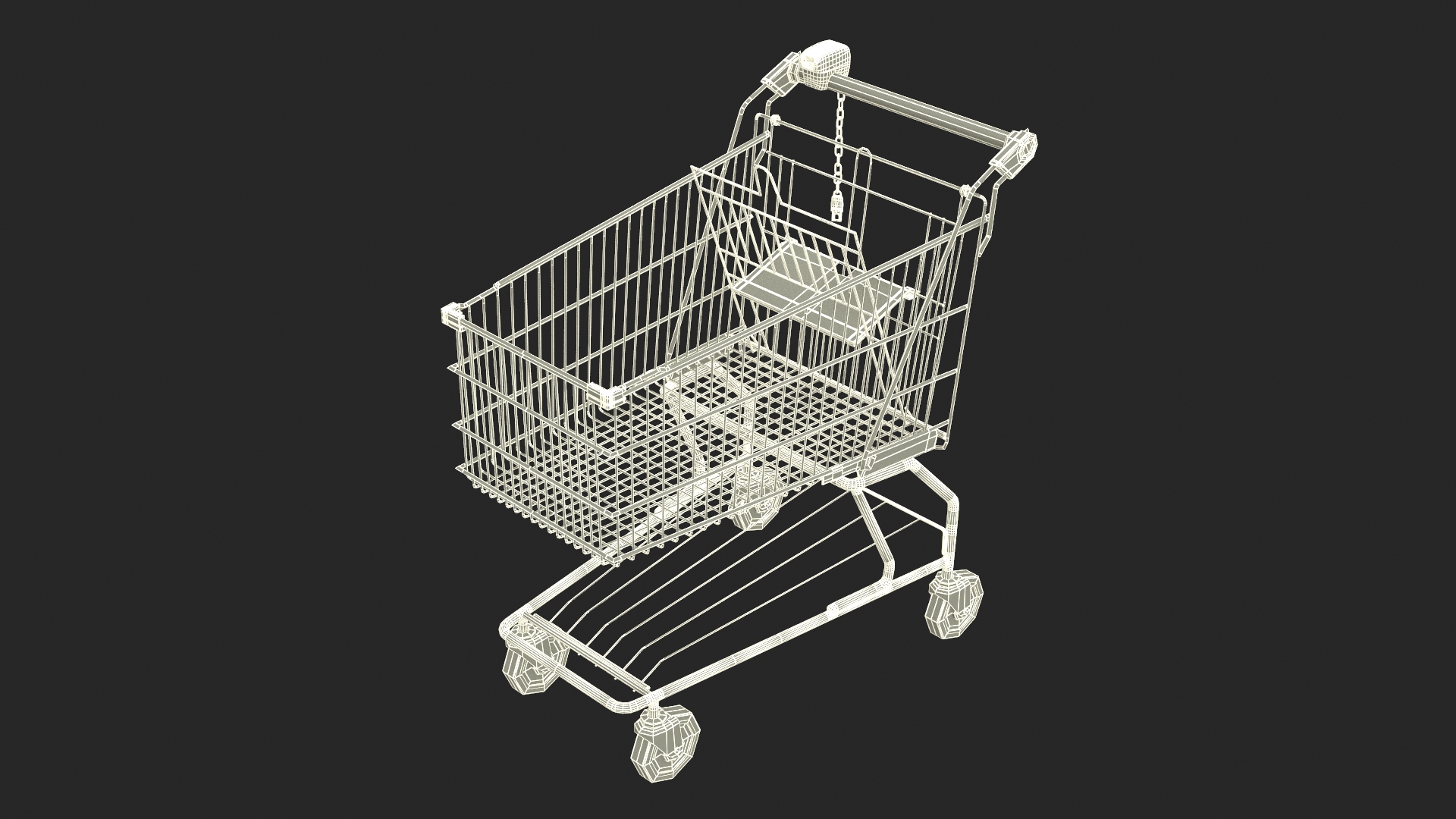 3D Trolley Shopping Cart with Coin Lock System model